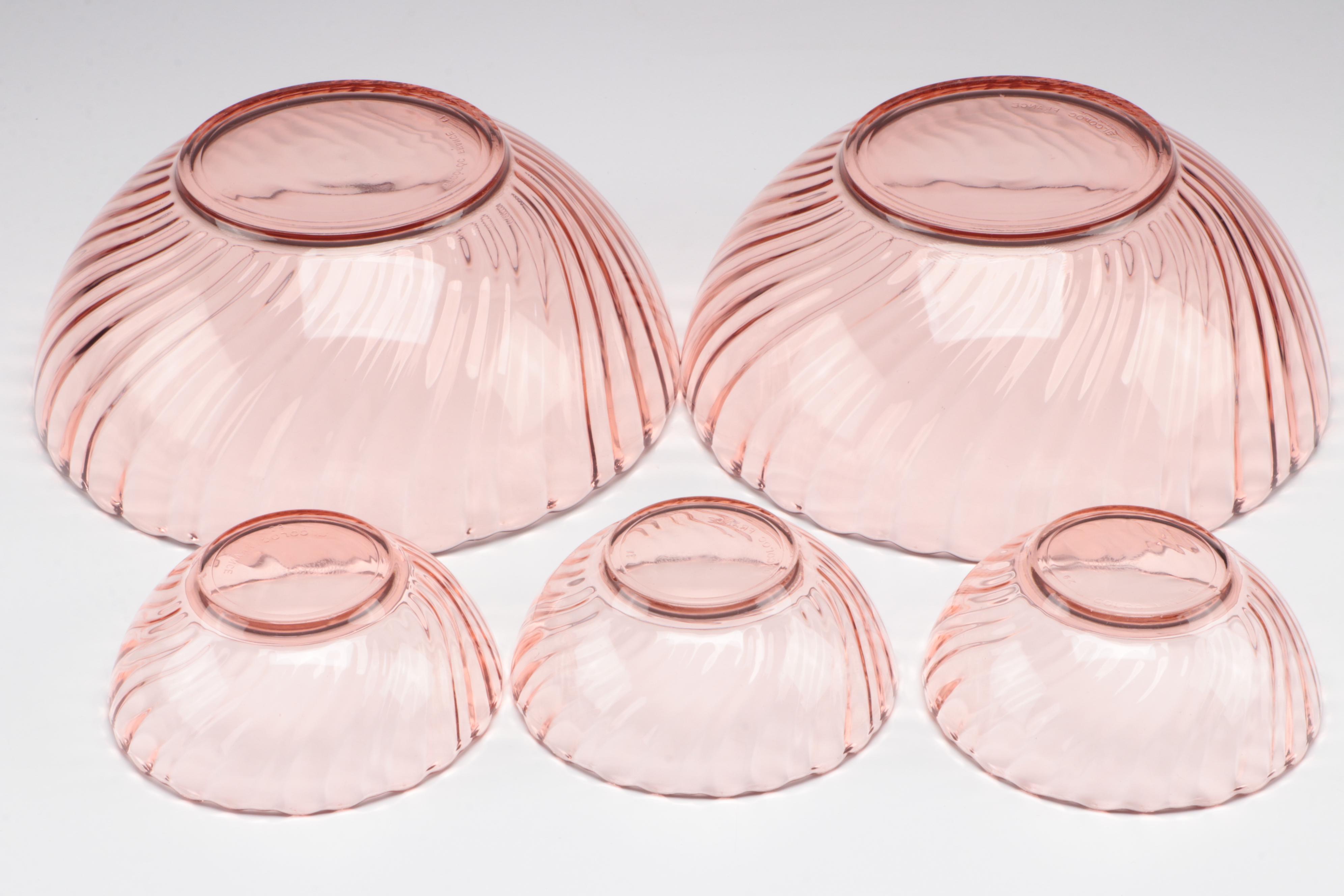 Cristal D'Arques-Durand "Rosaline Pink" Swirl Optic Glass Tableware