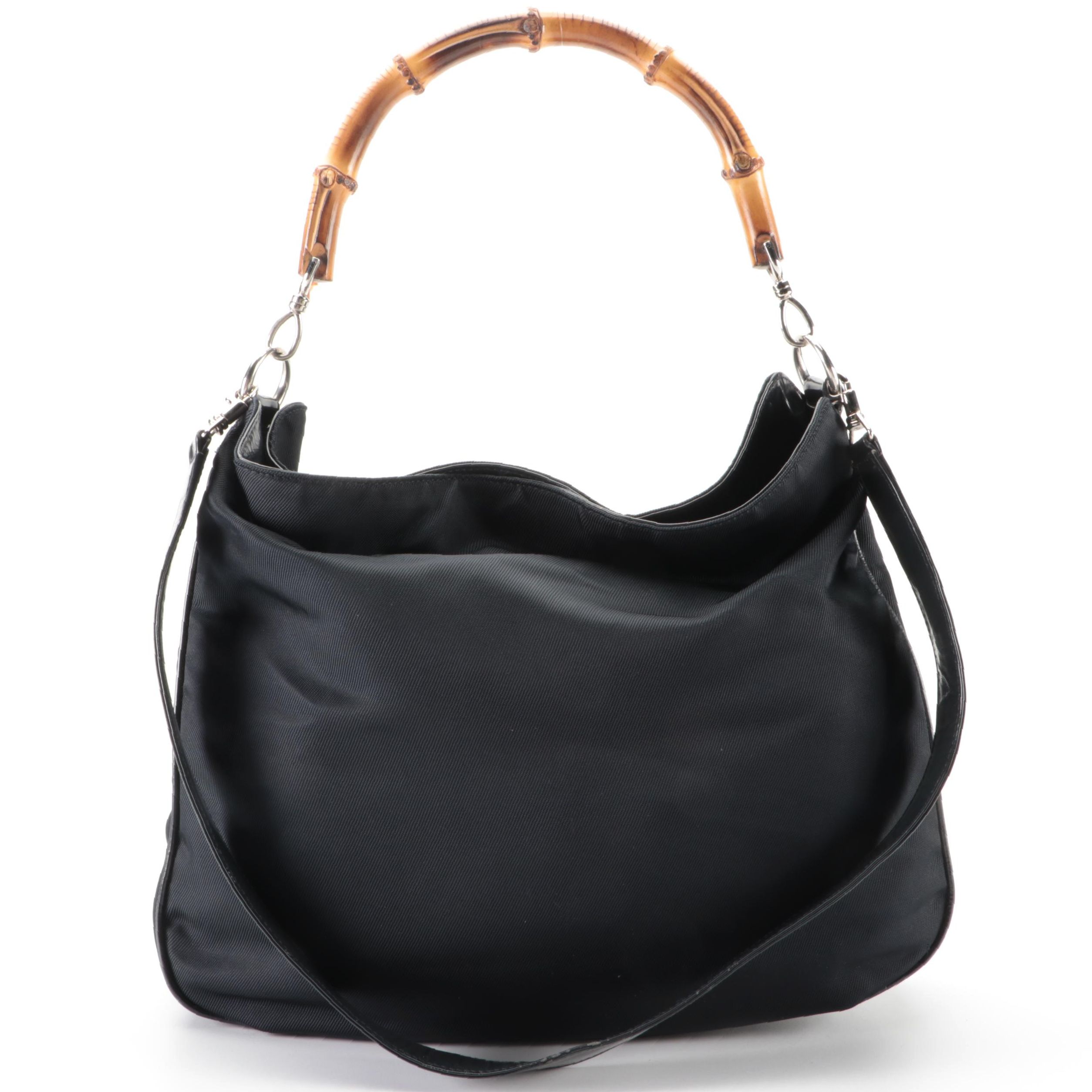 Gucci Bamboo Hobo Bag in Midnight Blue Nylon Gabardine and Leather