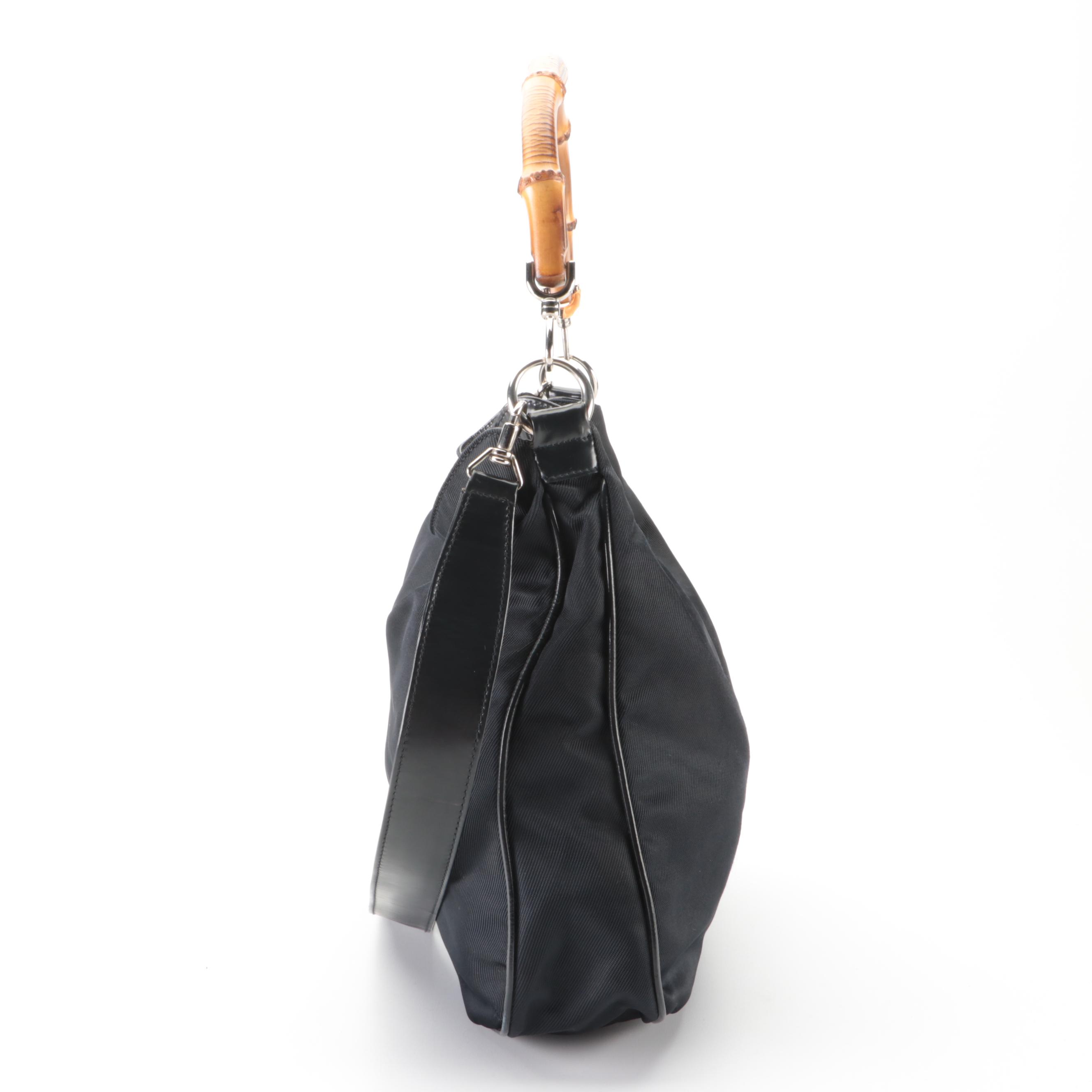 Gucci Bamboo Hobo Bag in Midnight Blue Nylon Gabardine and Leather