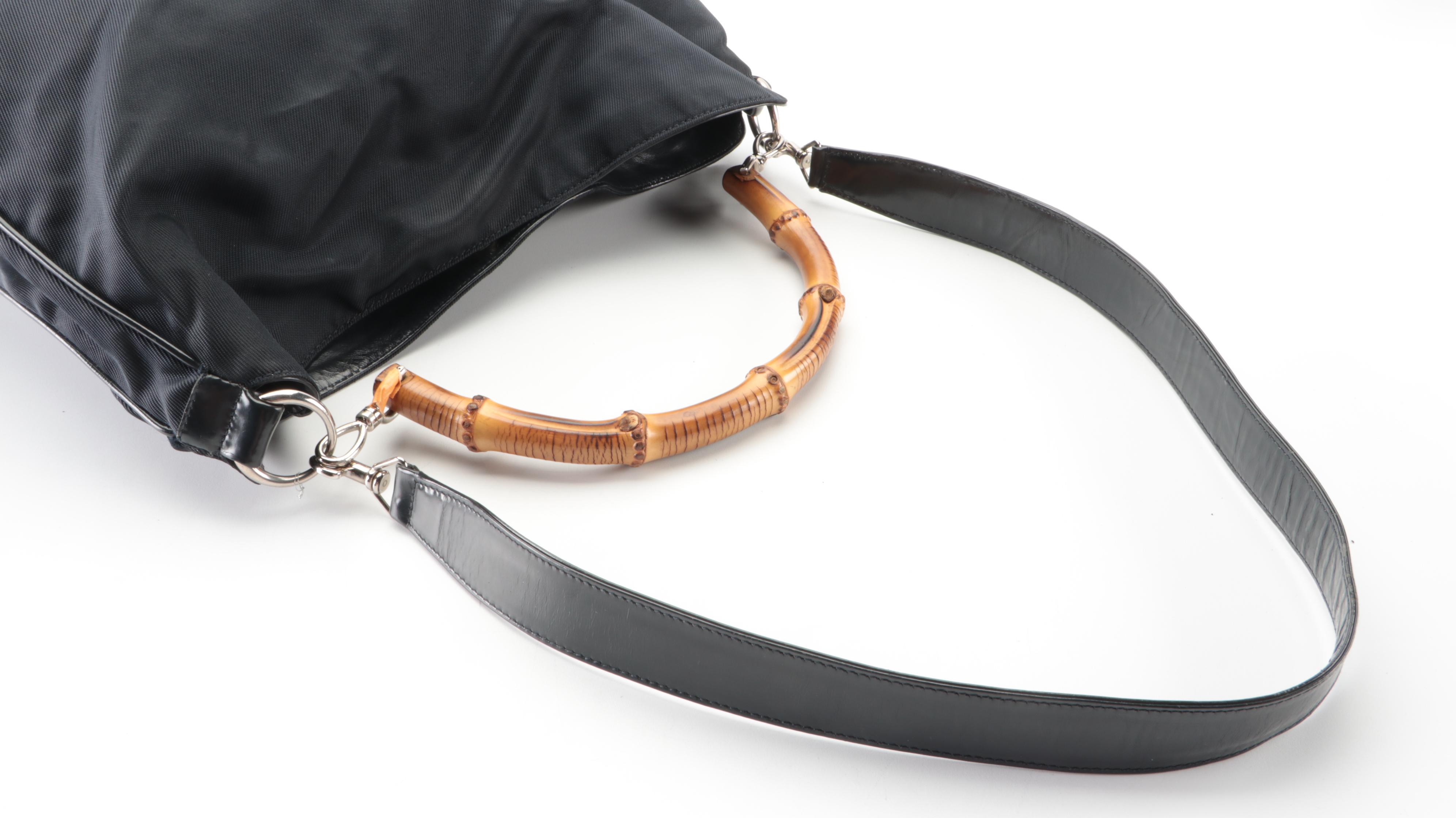 Gucci Bamboo Hobo Bag in Midnight Blue Nylon Gabardine and Leather