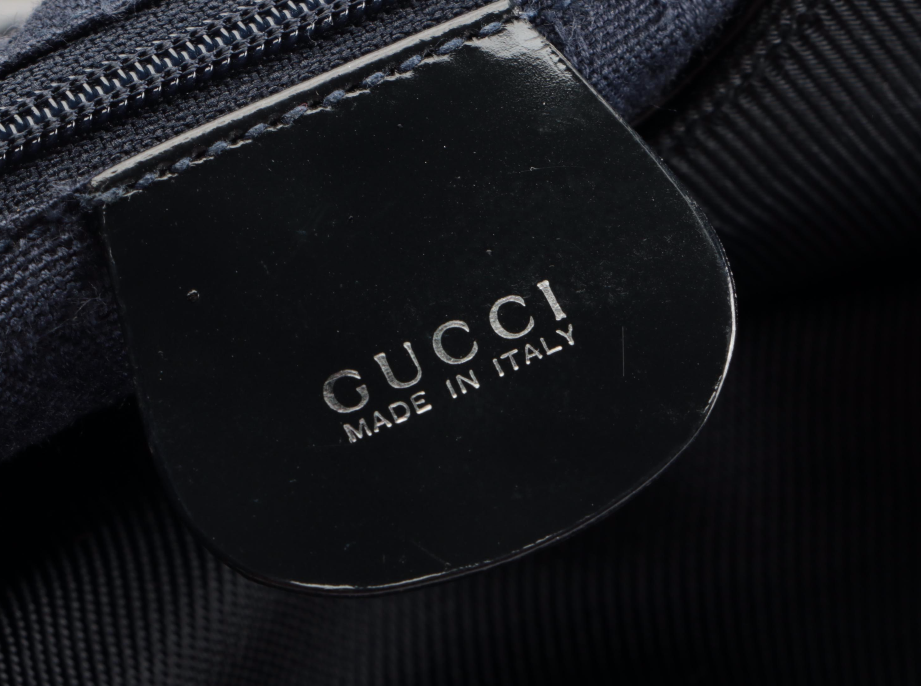 Gucci Bamboo Hobo Bag in Midnight Blue Nylon Gabardine and Leather