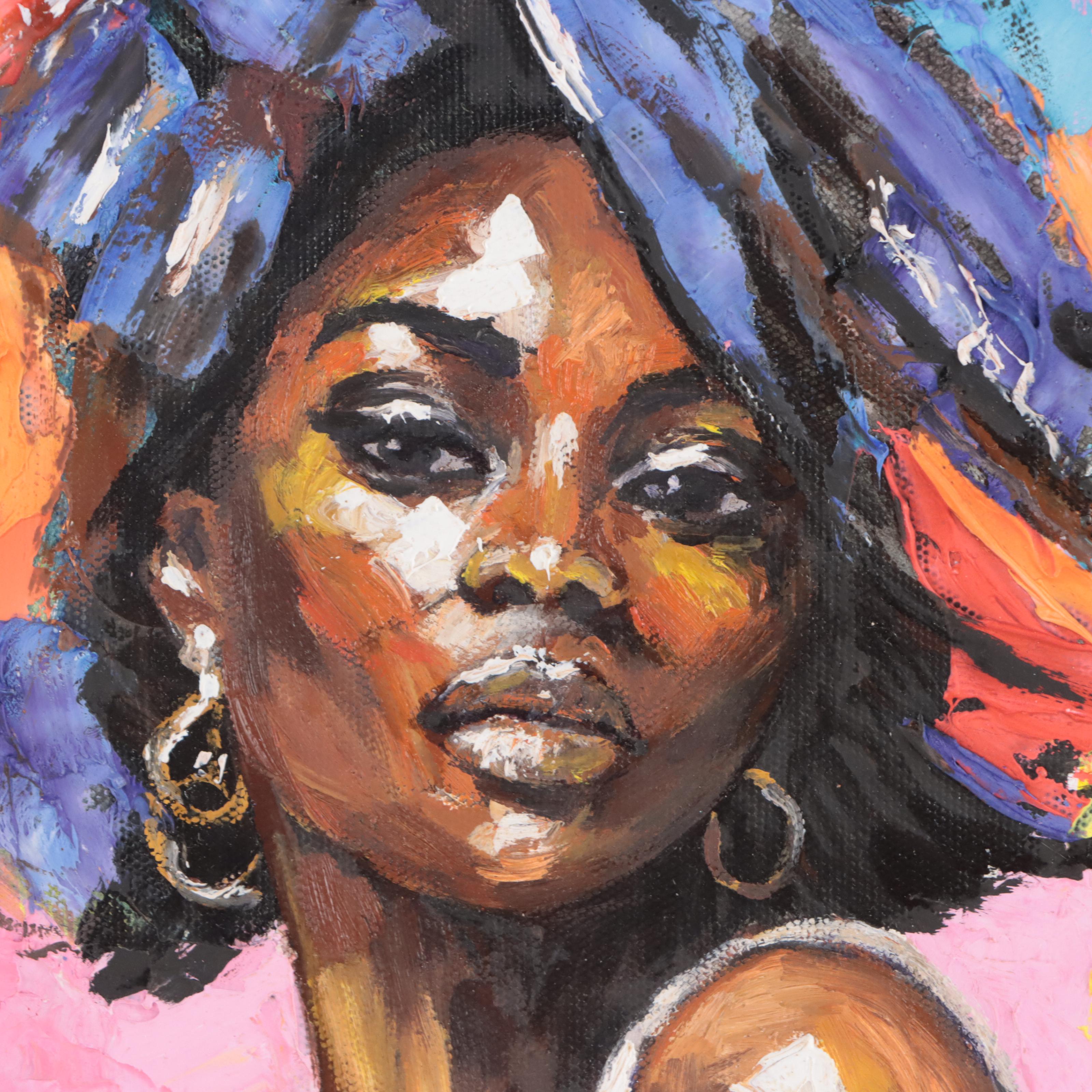 Expressionist Style Oil Painting of a Woman, 21st Century