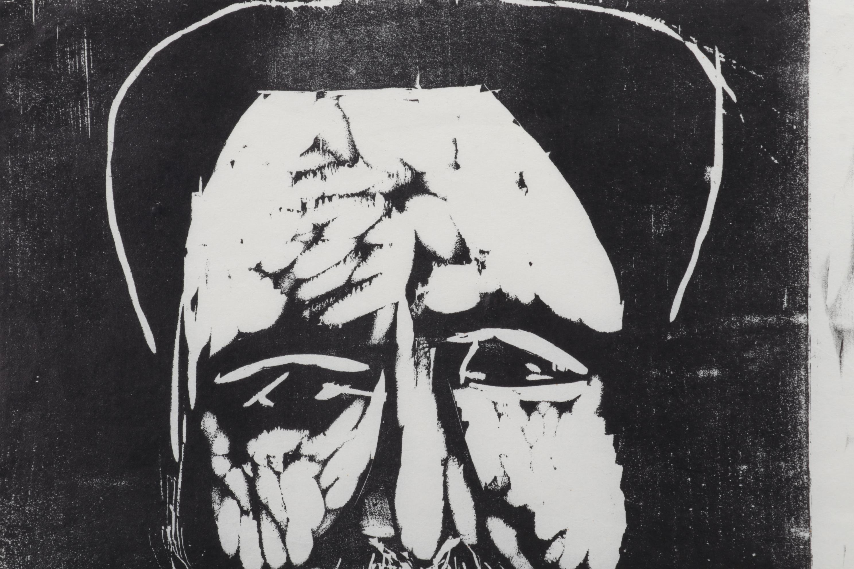 Sidney Chafetz Woodcut "Father and Son," 1971