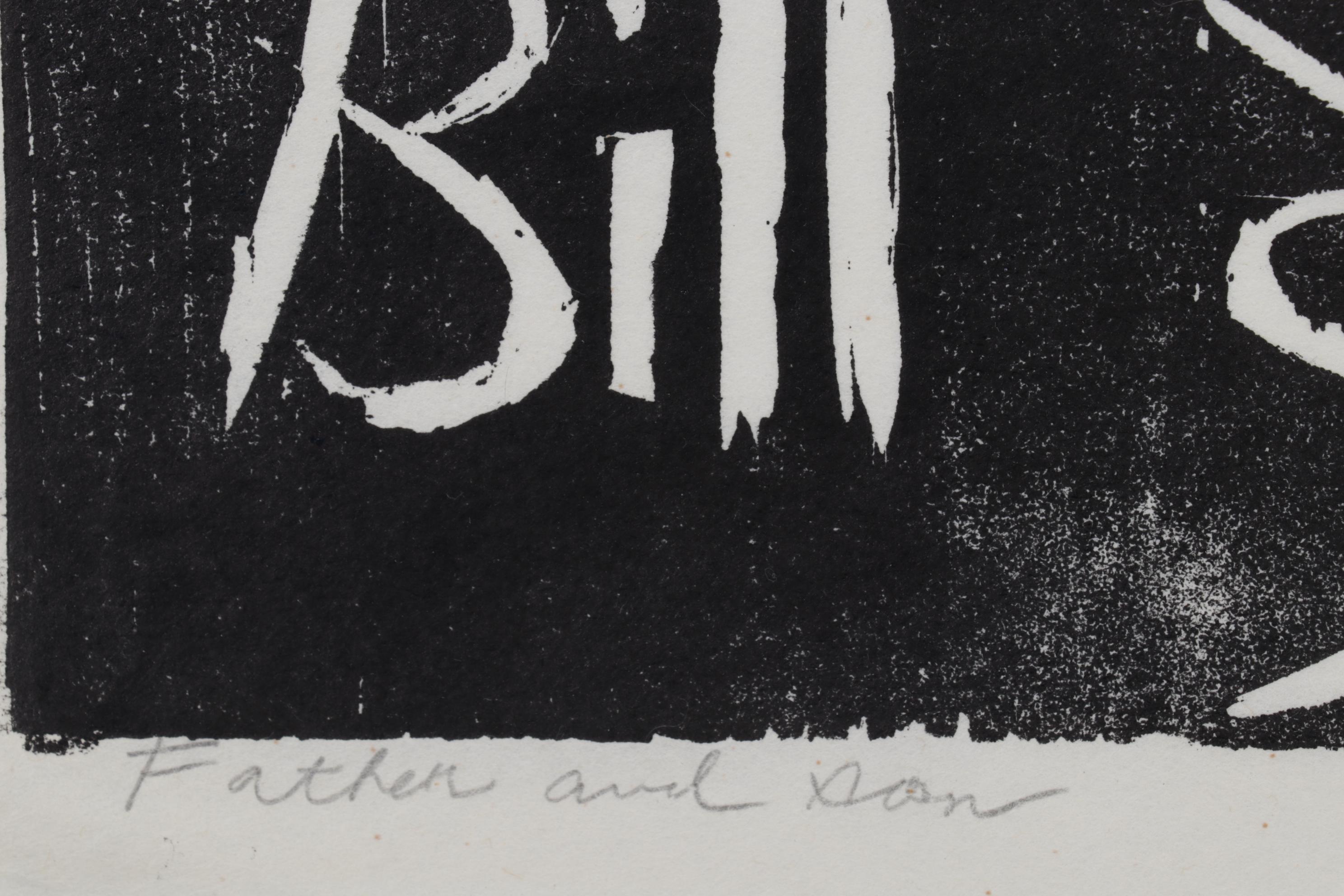 Sidney Chafetz Woodcut "Father and Son," 1971