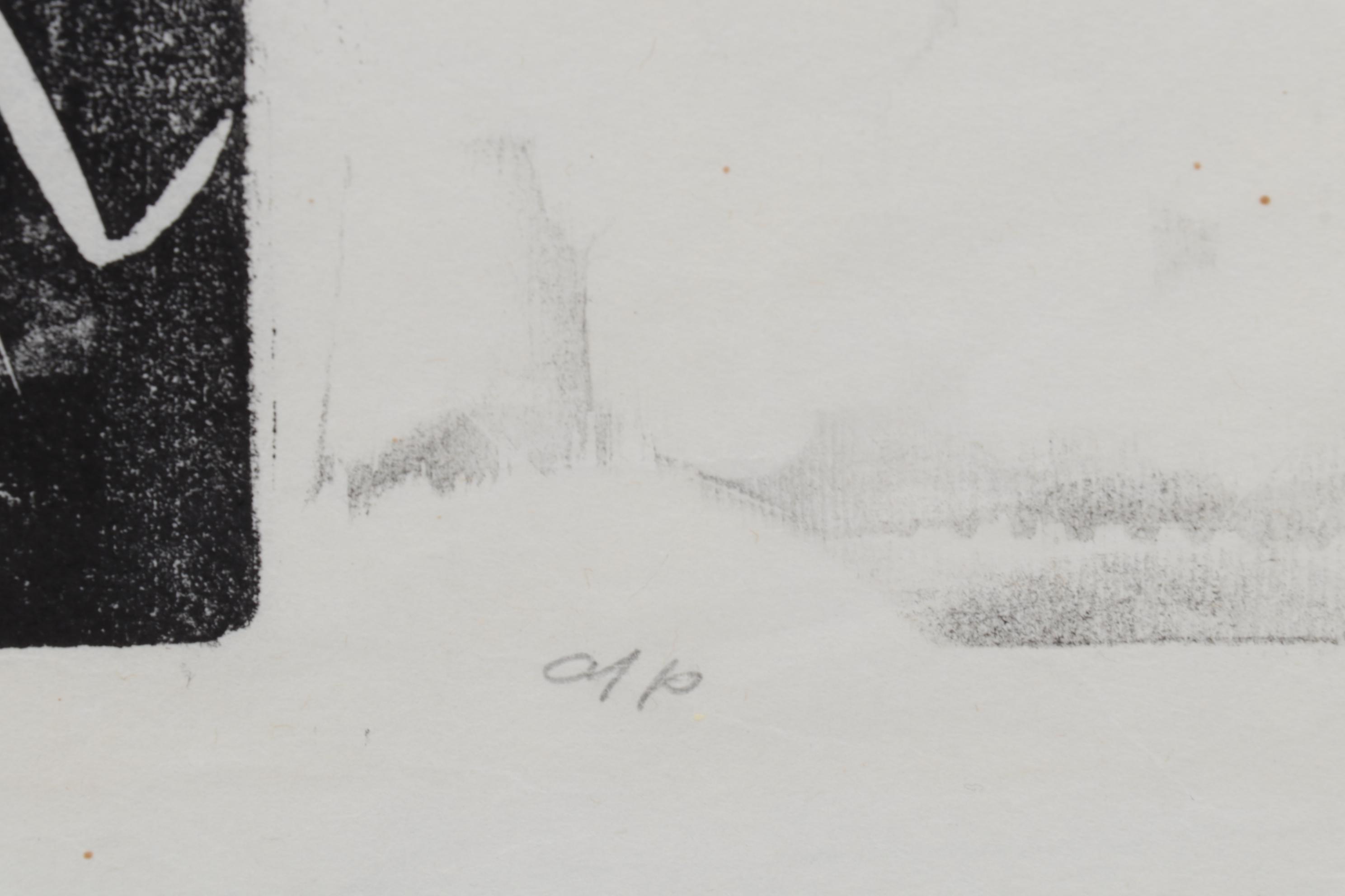 Sidney Chafetz Woodcut "Father and Son," 1971