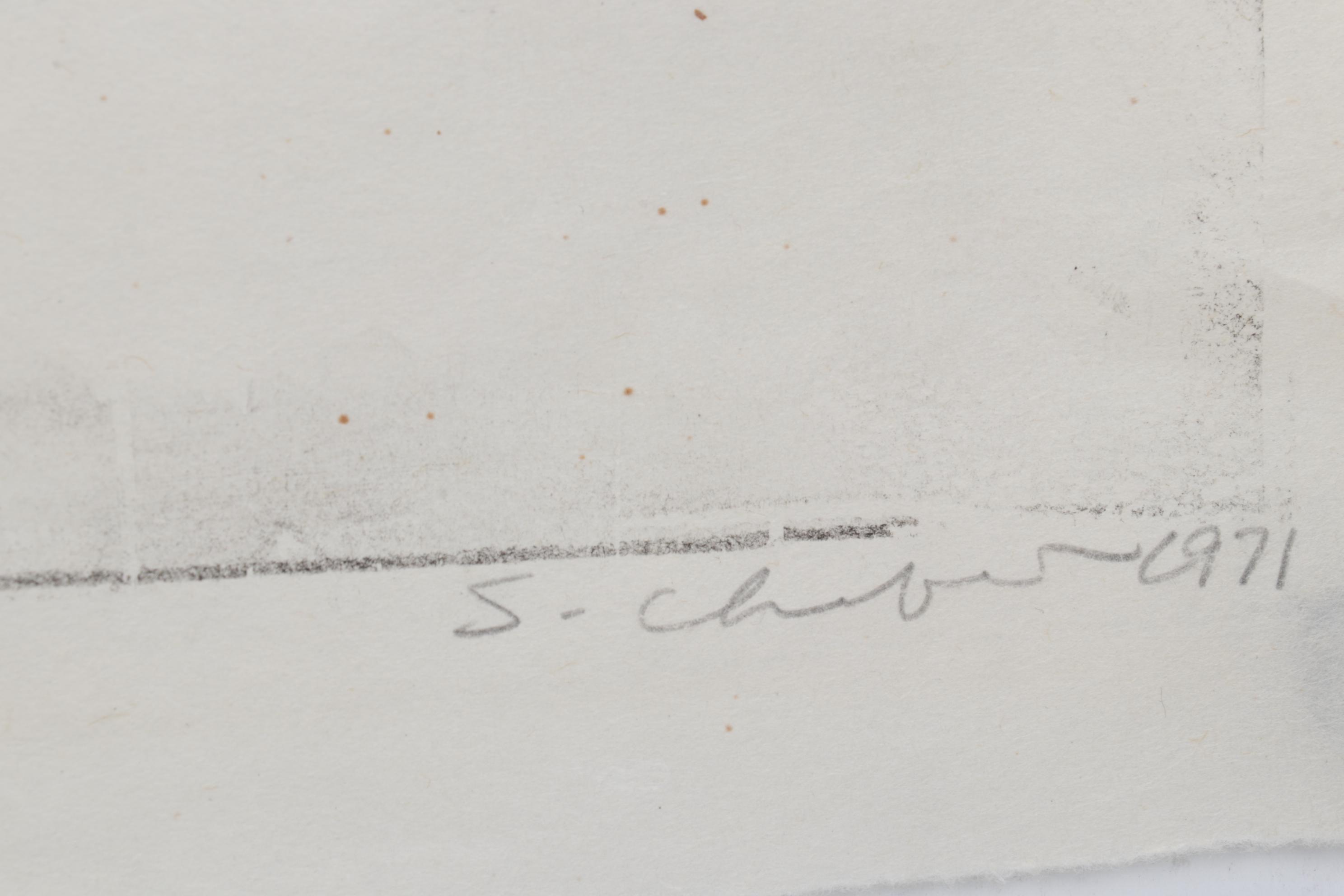 Sidney Chafetz Woodcut "Father and Son," 1971