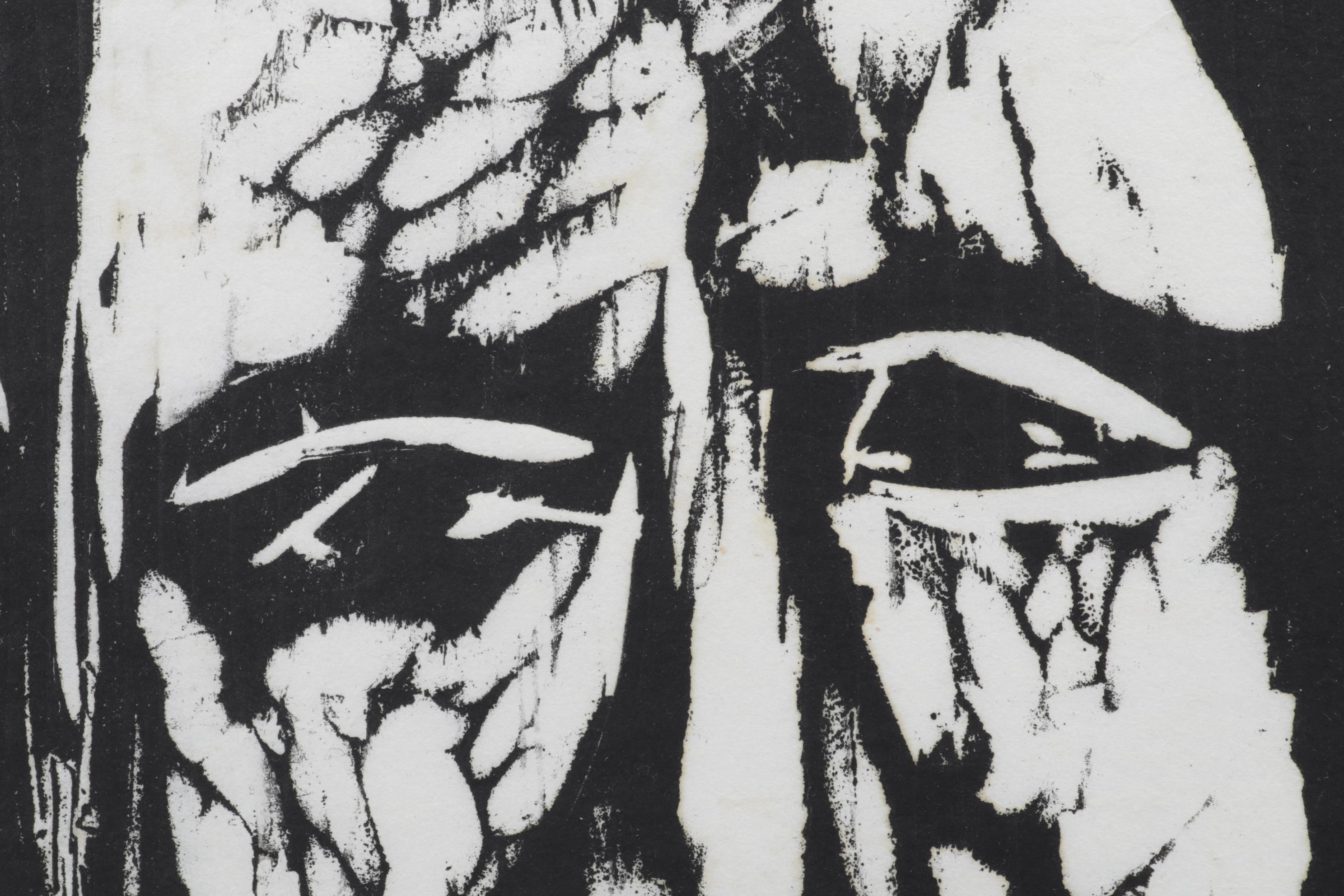 Sidney Chafetz Woodcut "Father and Son," 1971