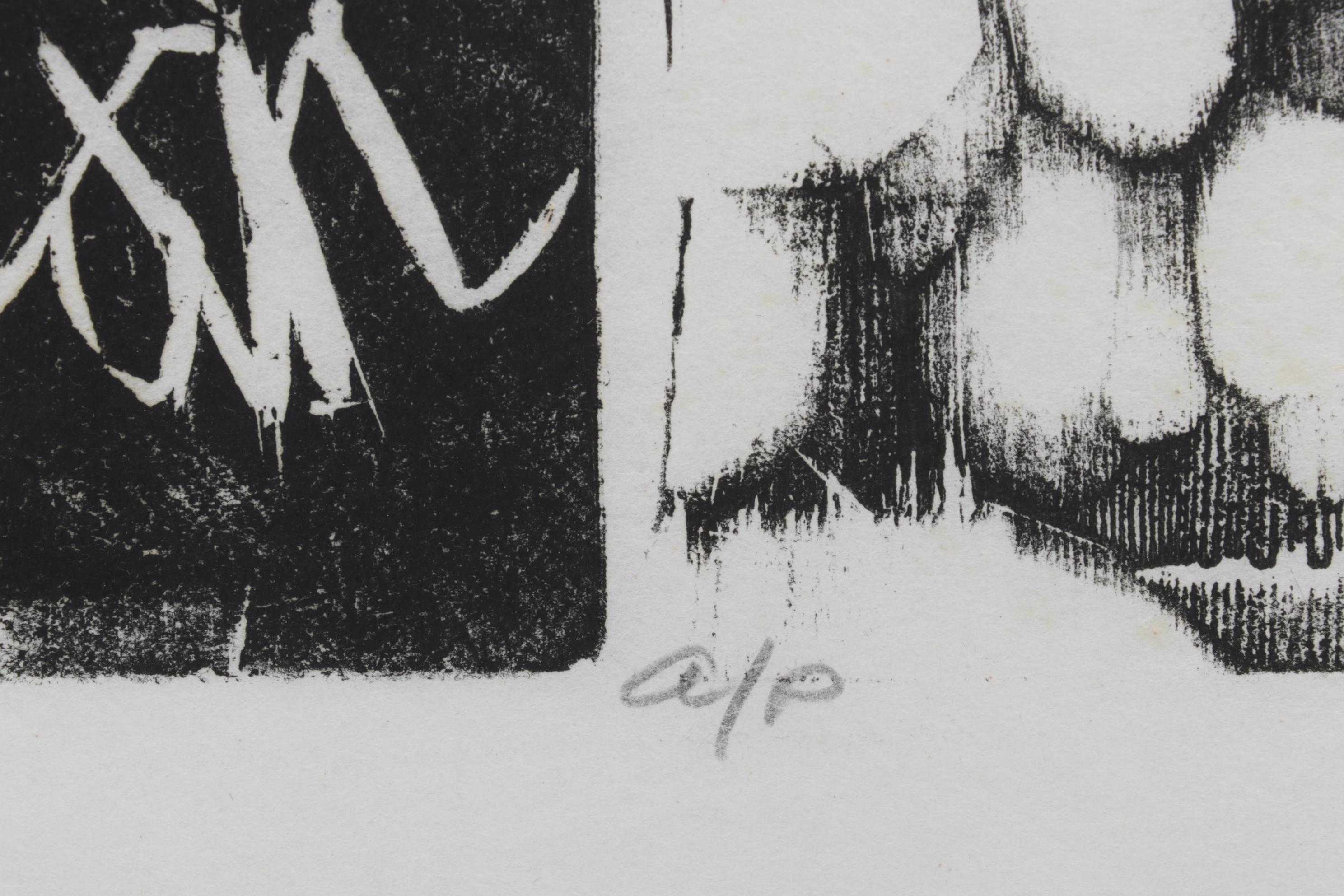 Sidney Chafetz Woodcut "Father and Son," 1971