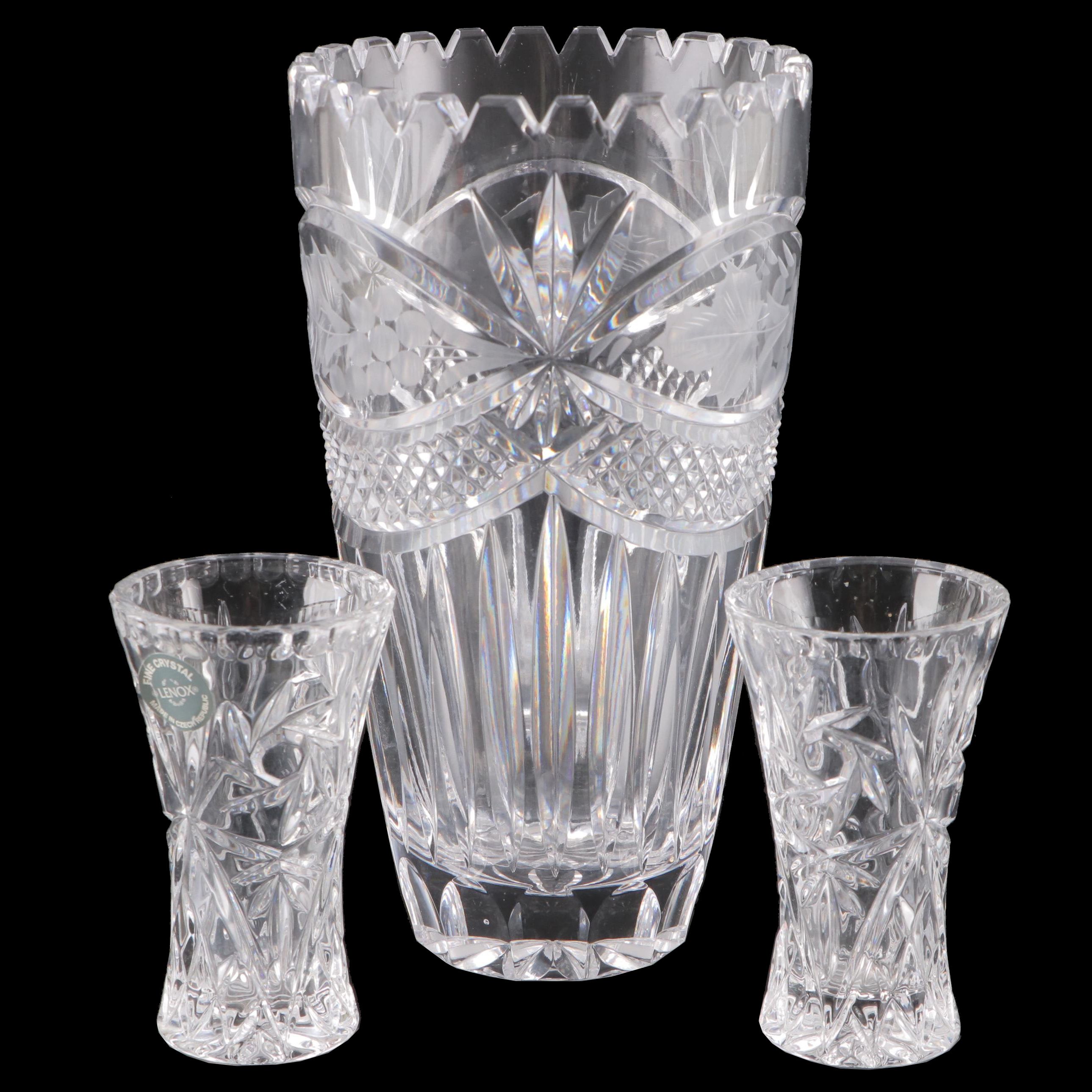 Lenox "Crystal Star" Vases and Crystal Cut Industries "Chardoney" Vase