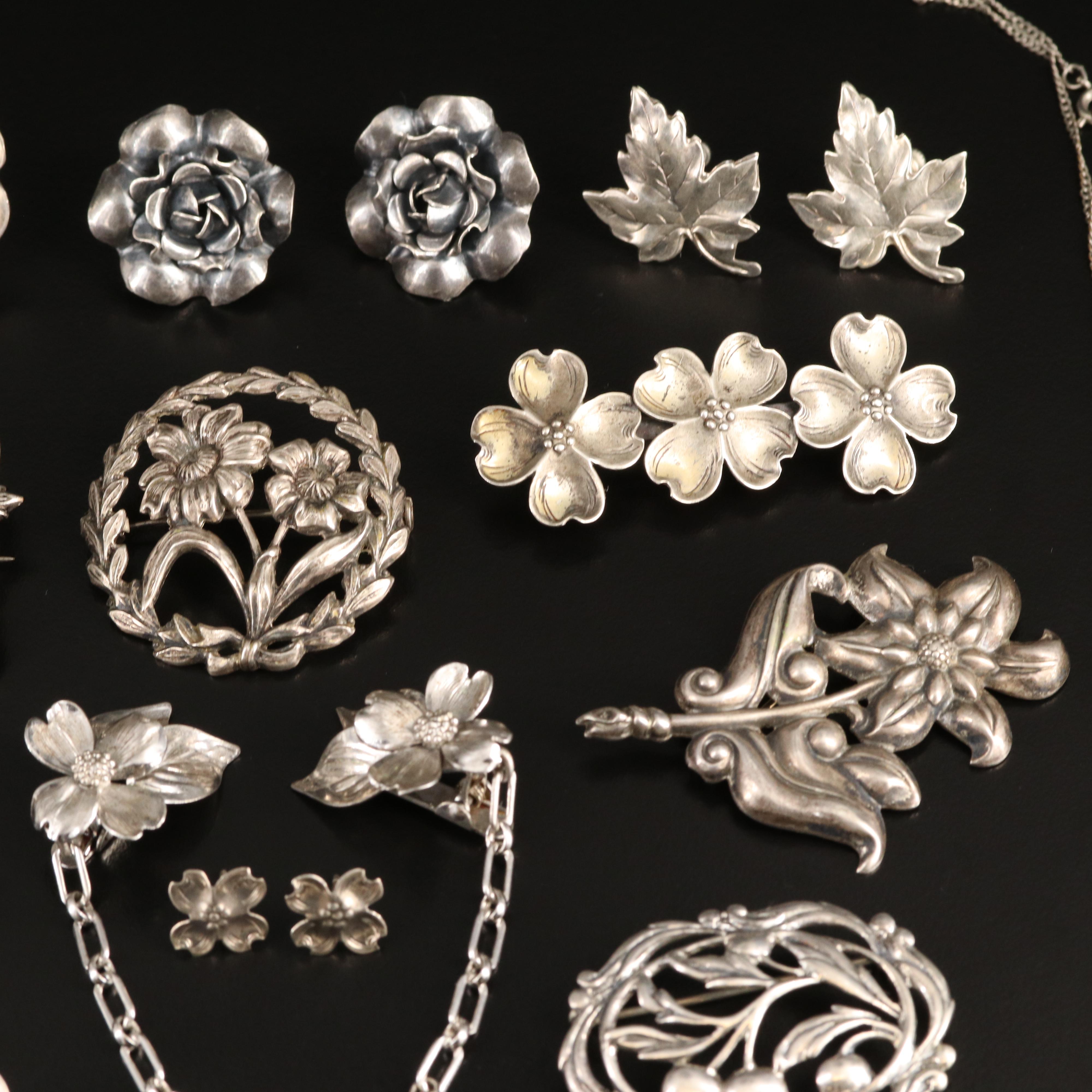 Stuart Nye "Dogwood", Danecraft and Sterling Featured in Floral Jewelry