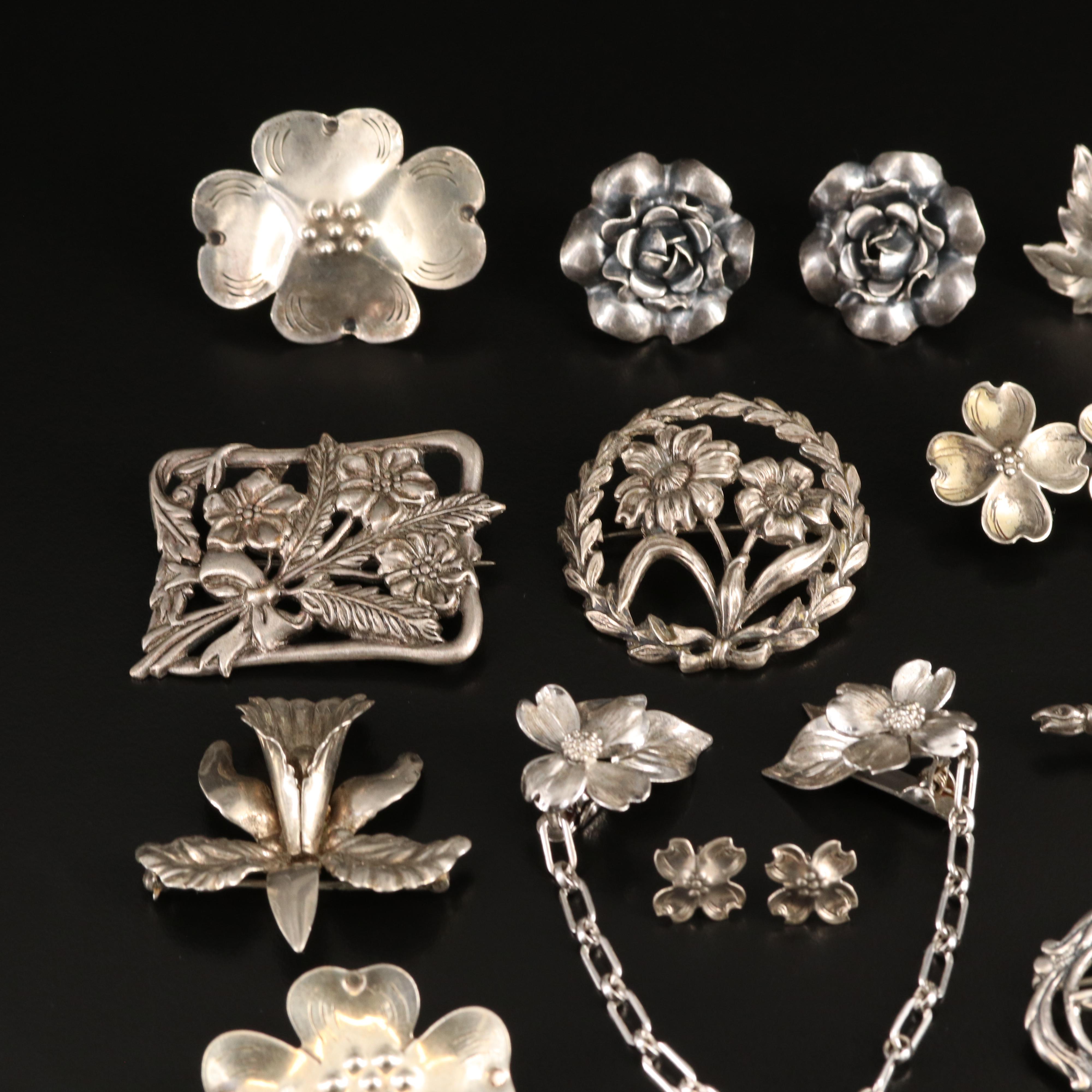 Stuart Nye "Dogwood", Danecraft and Sterling Featured in Floral Jewelry
