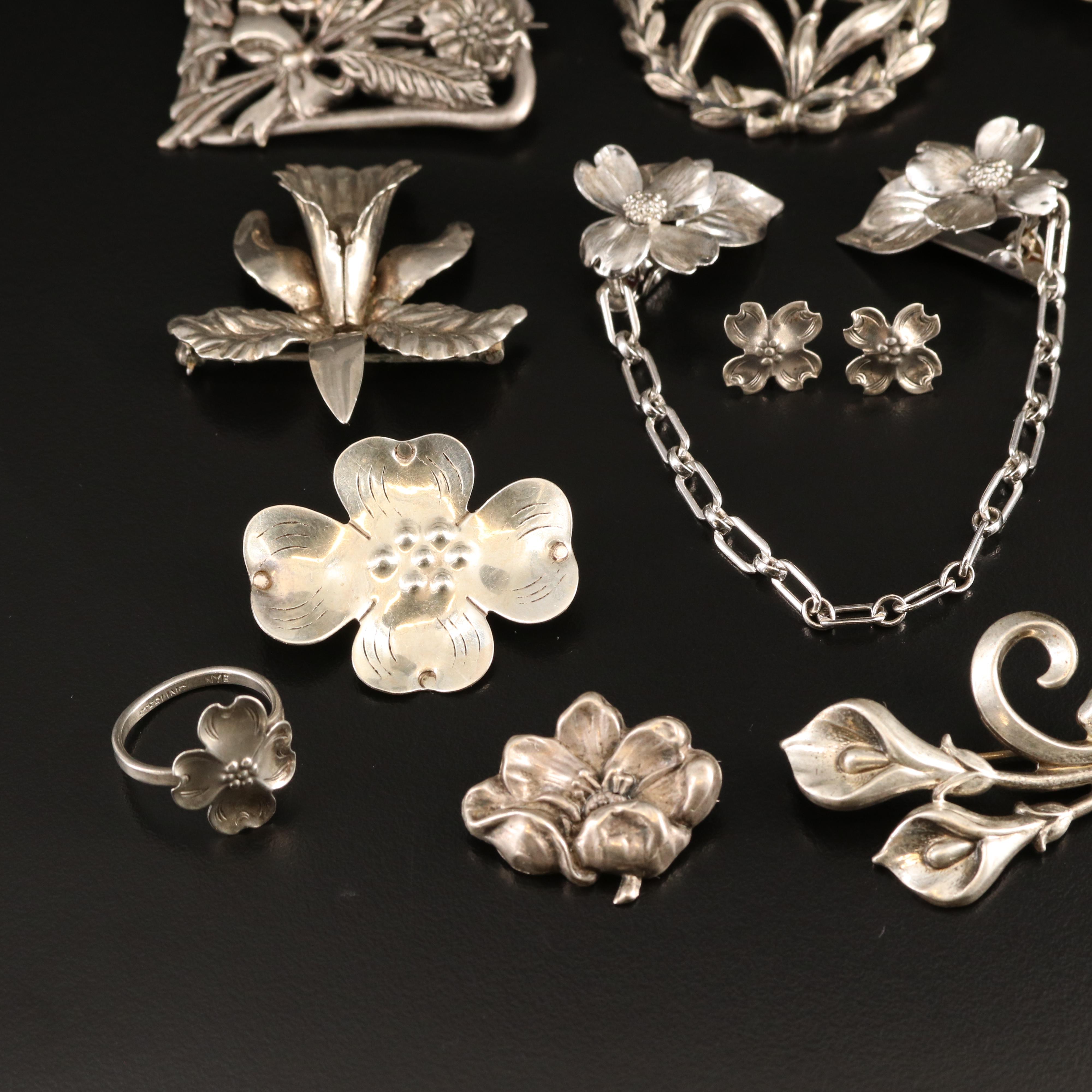 Stuart Nye "Dogwood", Danecraft and Sterling Featured in Floral Jewelry