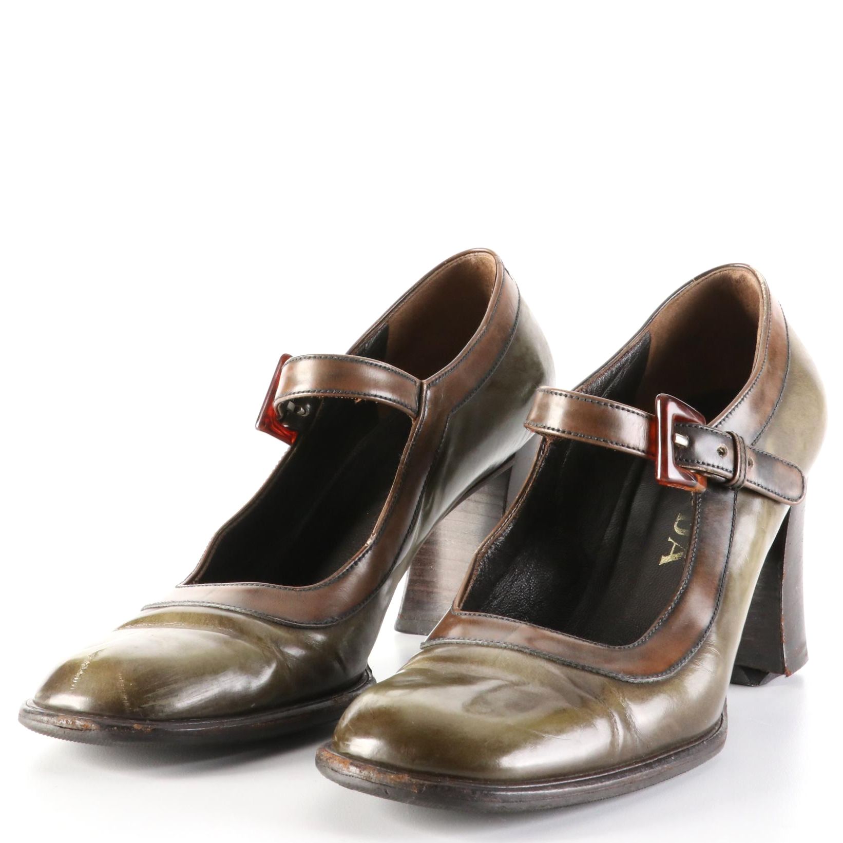 Prada High Heel Mary Jane Buckle Strap Shoes