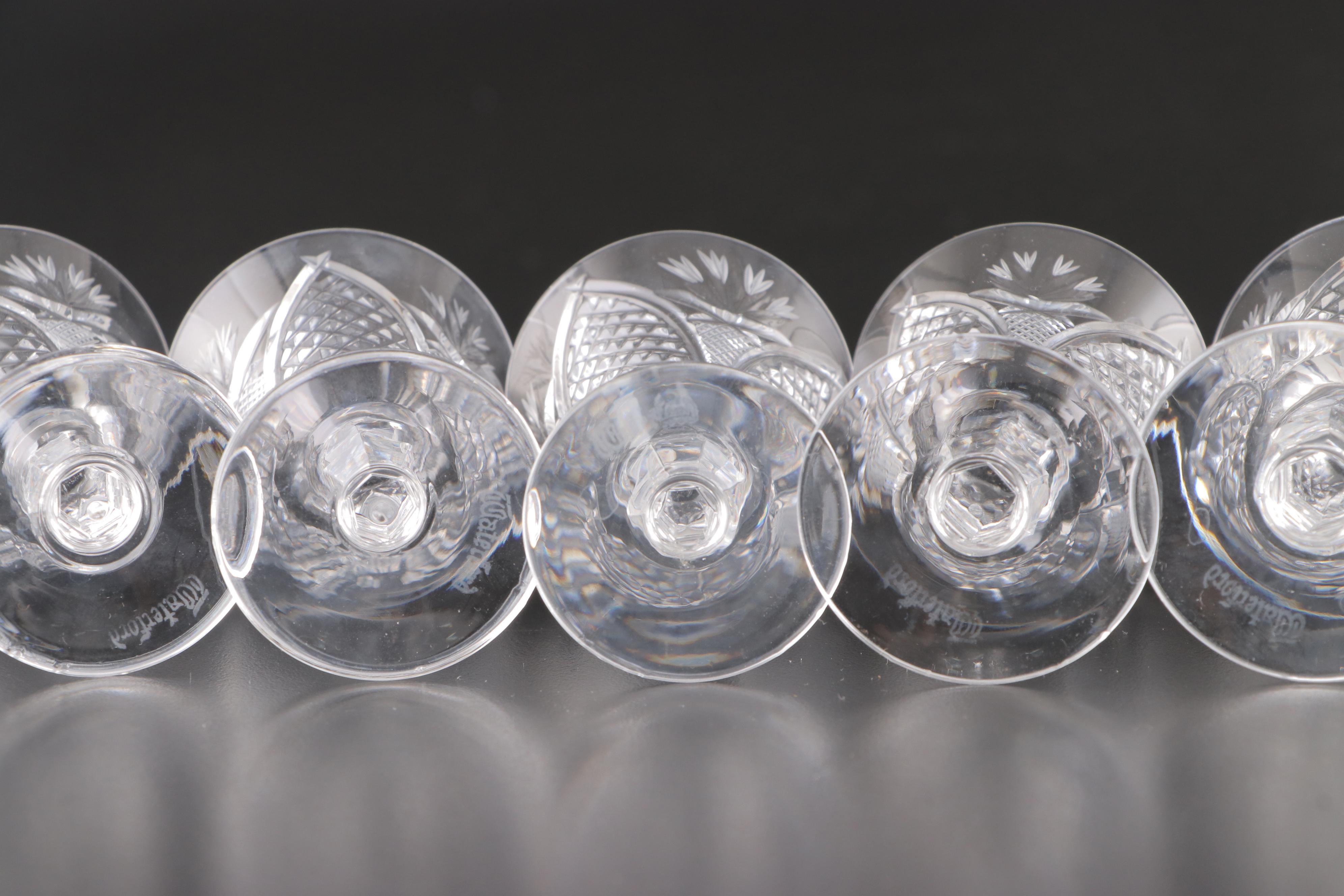 Waterford Crystal "Mooncoin" Tumblers, Sherry and Cordial Glasses