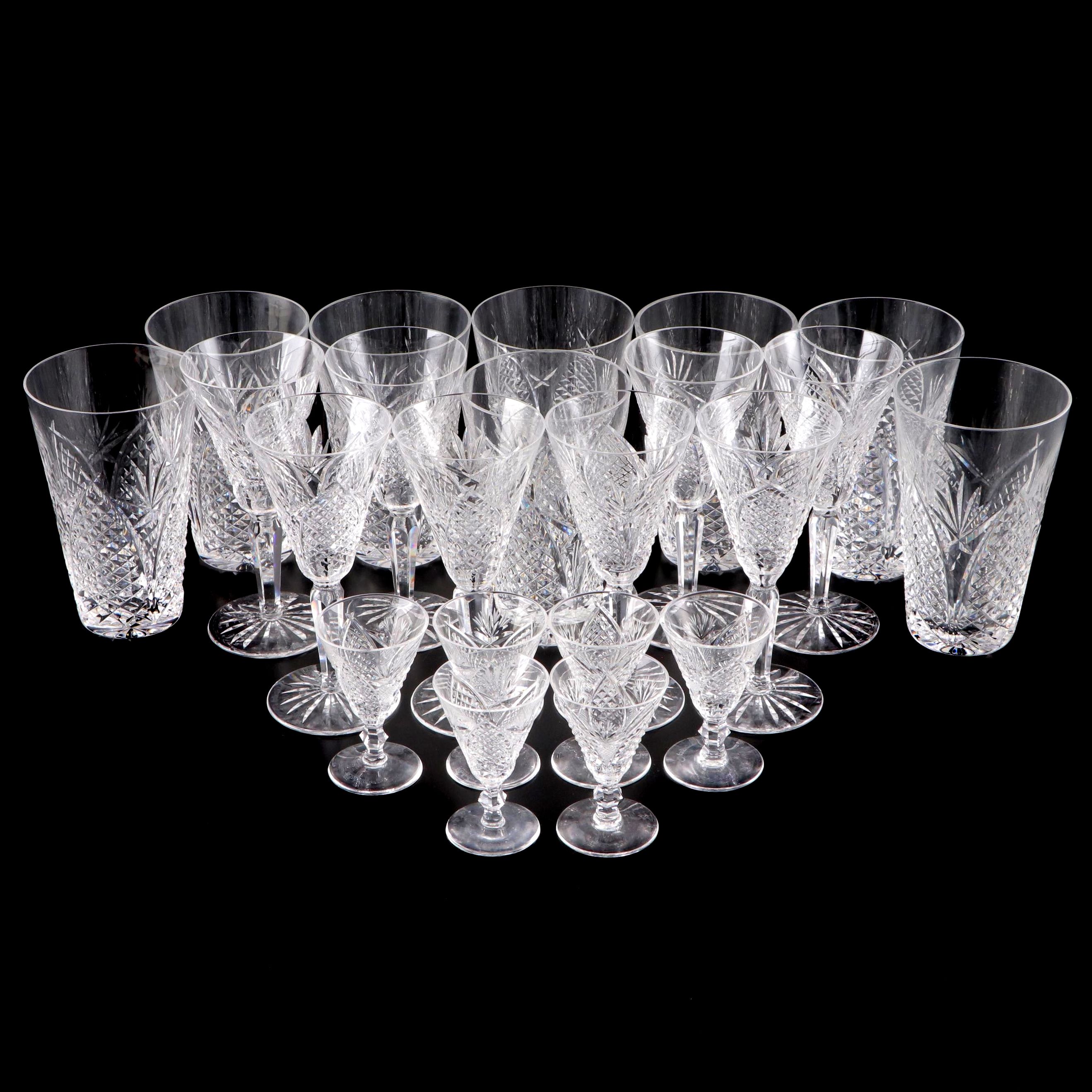 Waterford Crystal "Mooncoin" Tumblers, Sherry and Cordial Glasses