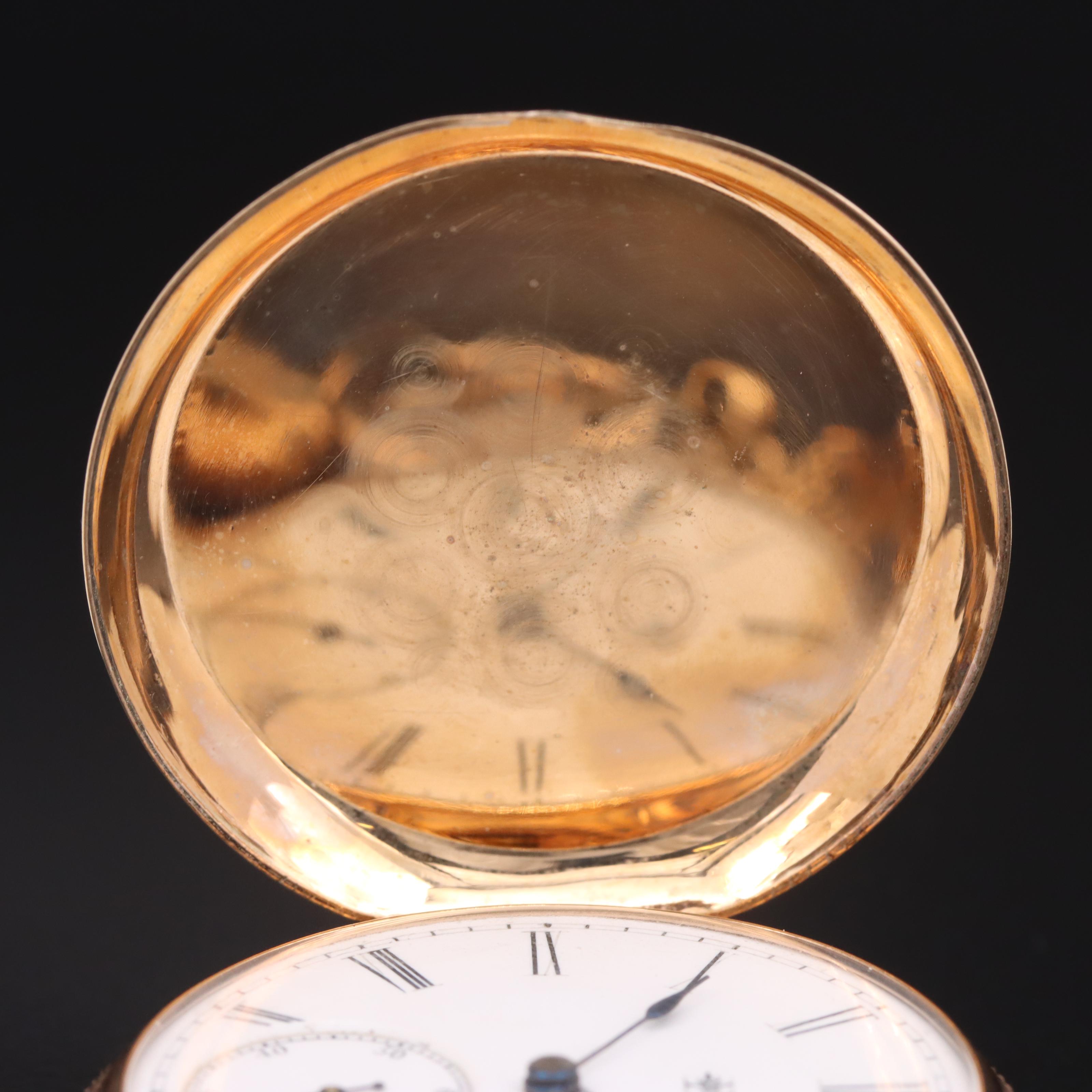 1880 Elgin Hunter Case Pocket Watch with Chain
