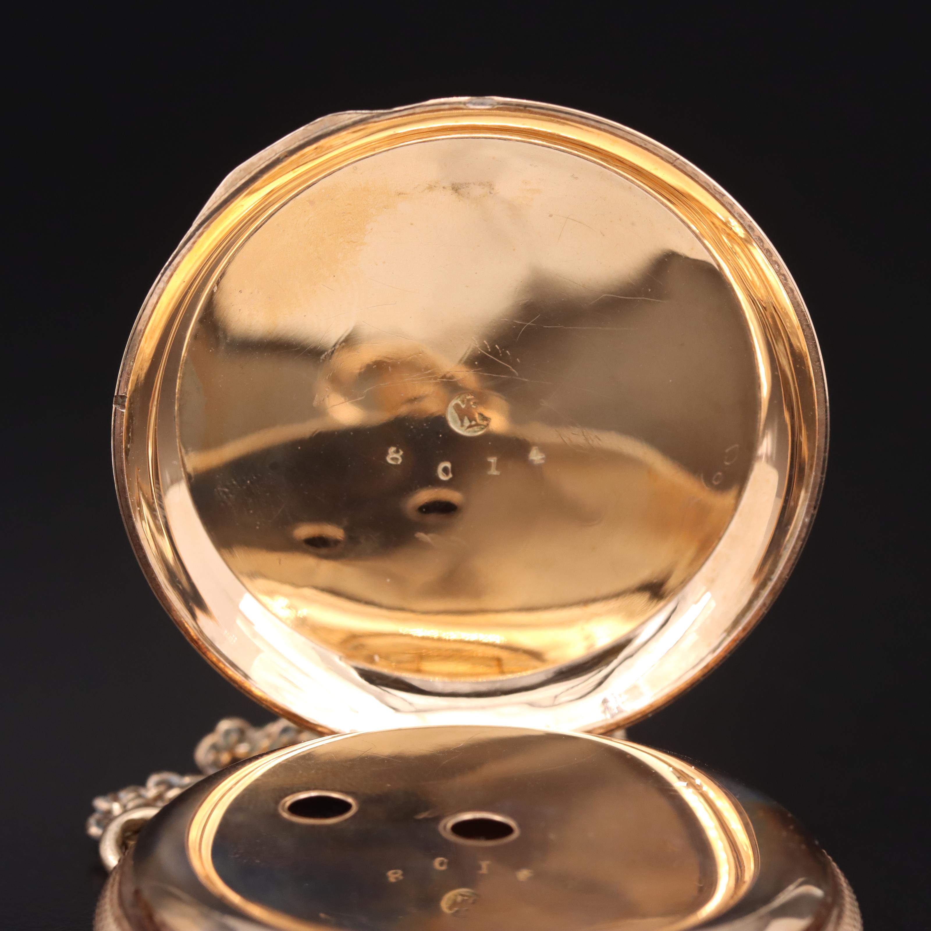 1880 Elgin Hunter Case Pocket Watch with Chain