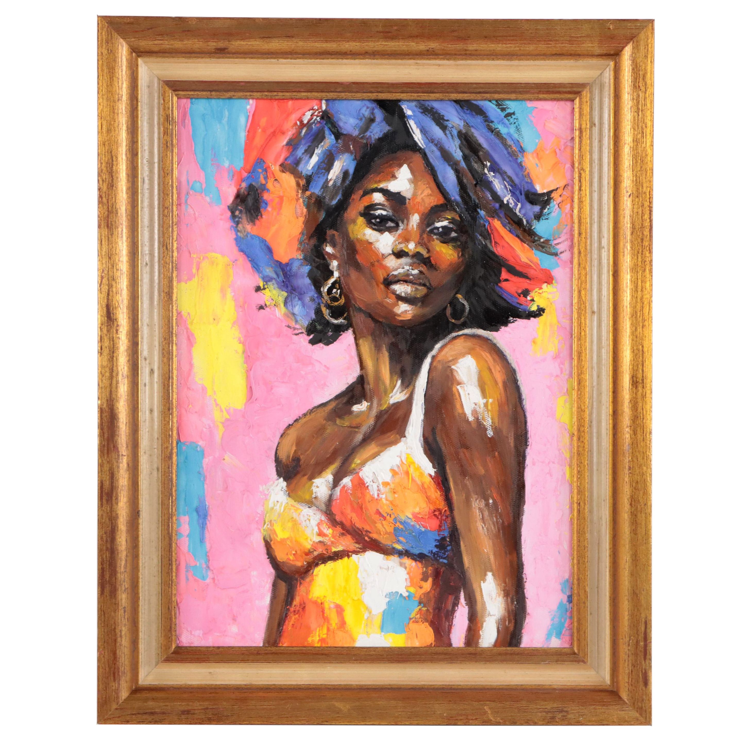 Expressionist Style Oil Painting of a Woman, 21st Century