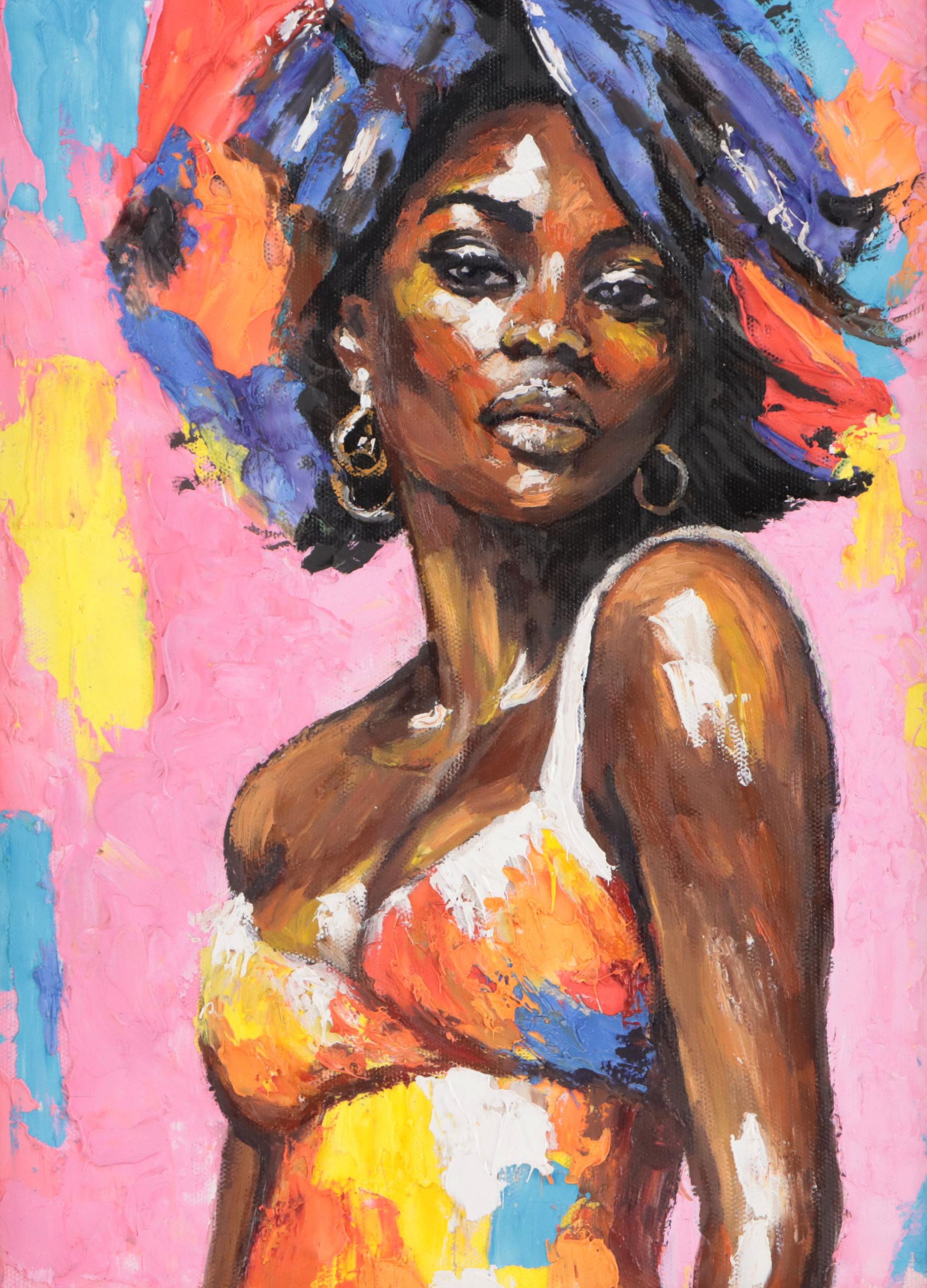 Expressionist Style Oil Painting of a Woman, 21st Century