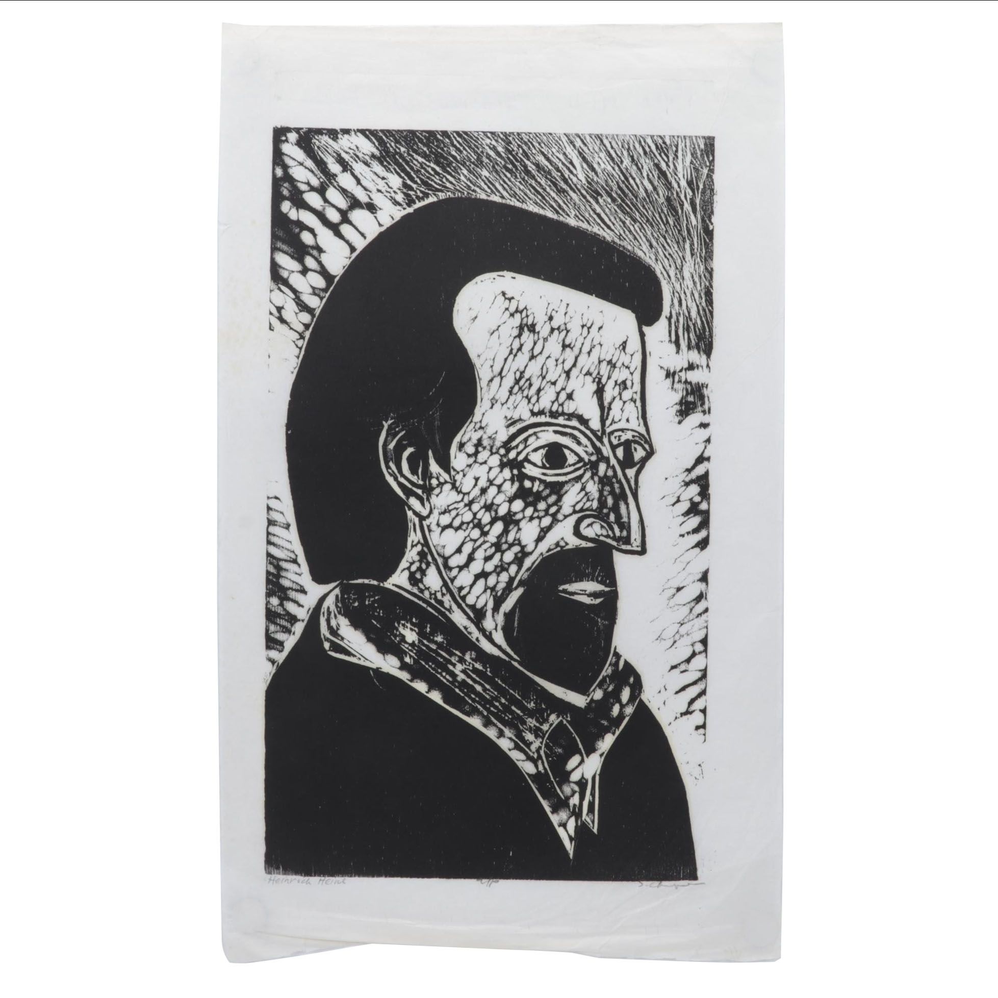 Sidney Chafetz Woodcut "Heinrich Heine," 1970