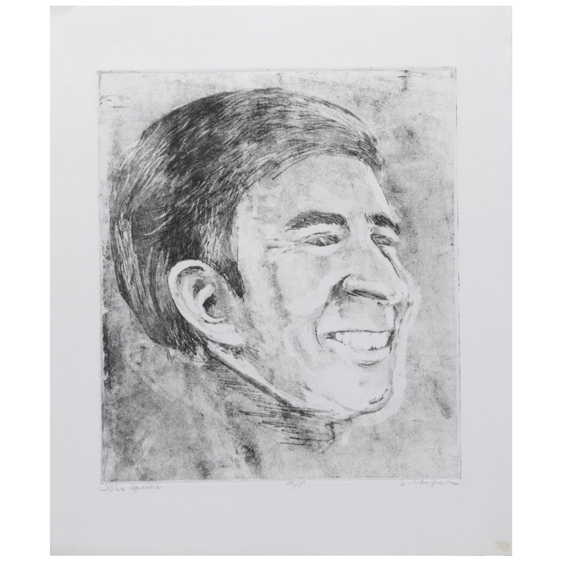 Sidney Chafetz Etching With Aquatint "John Updike," 1981