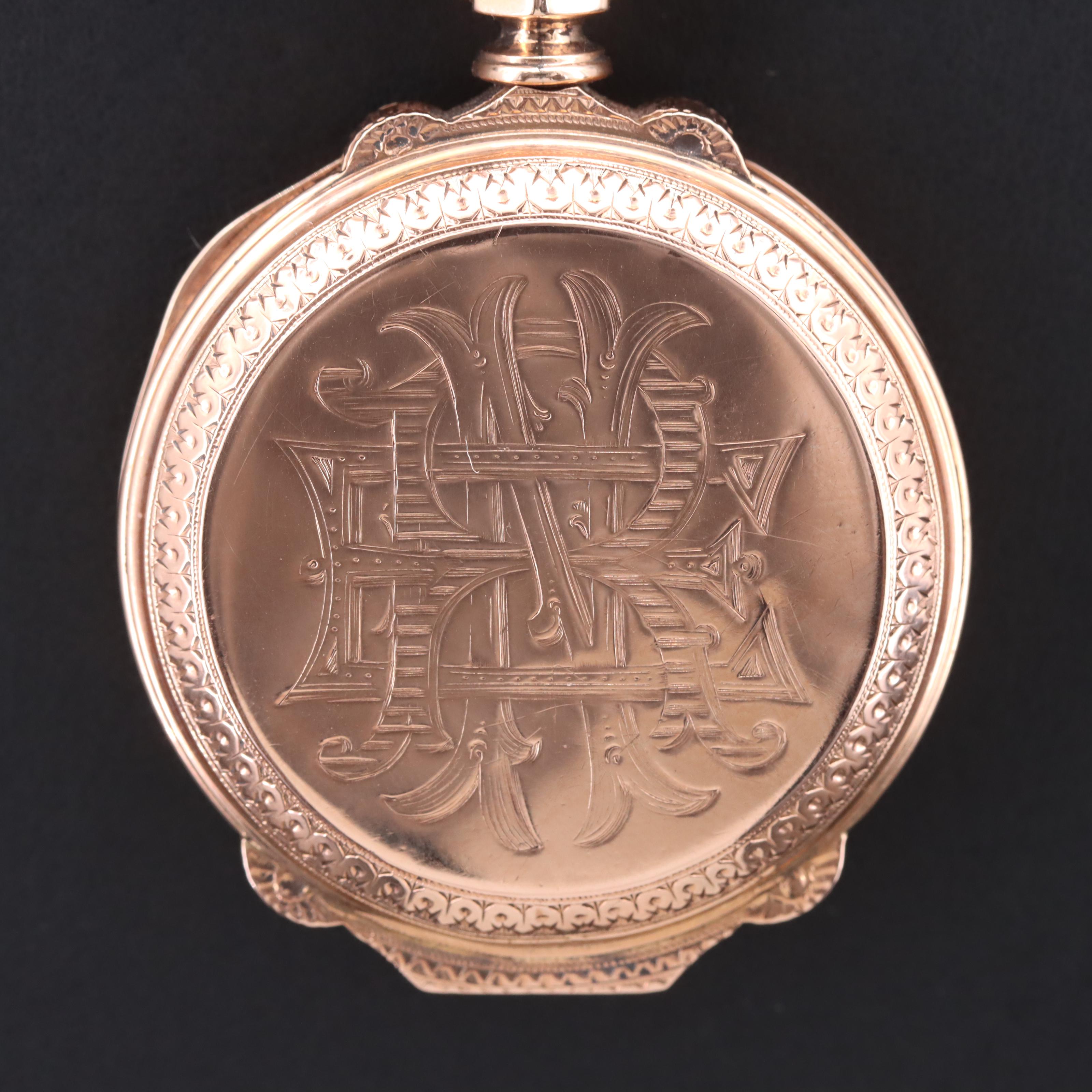 14K Rose Gold True Box Hinge Pocket Watch with Gold-Filled Watch Pin