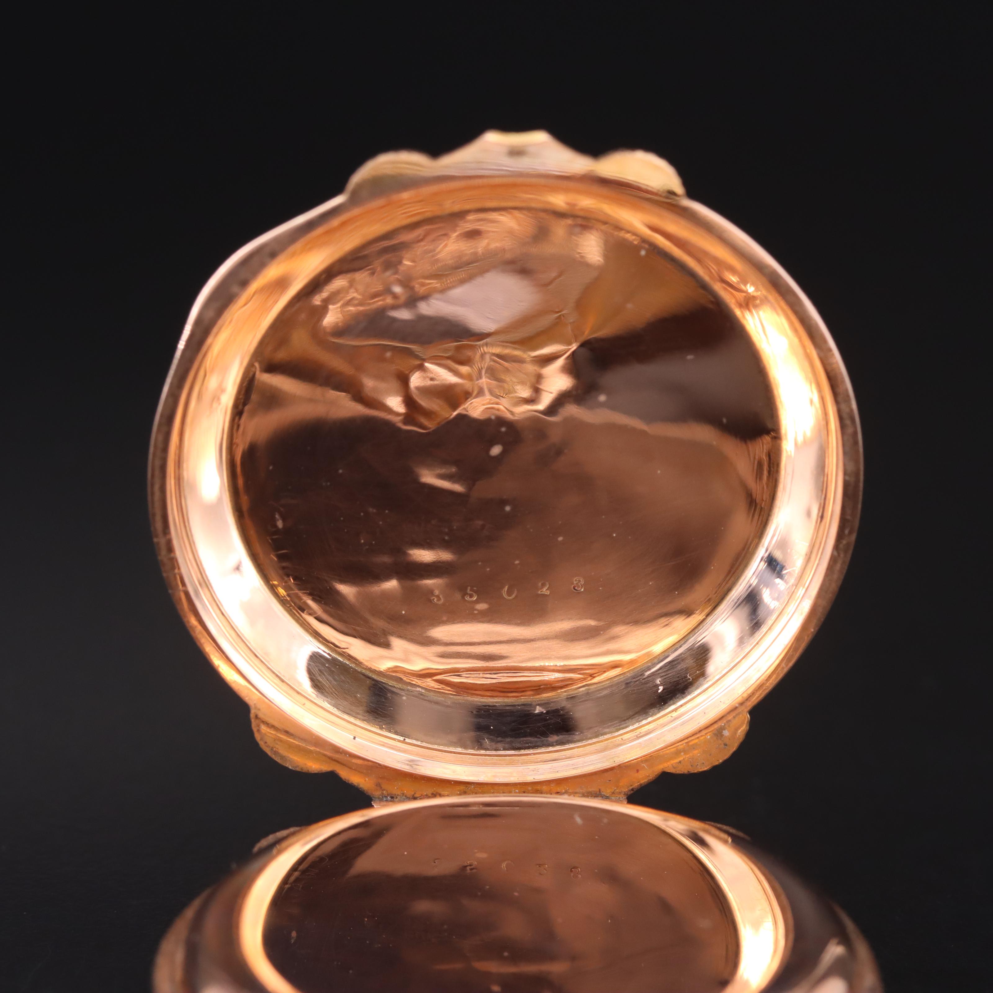 14K Rose Gold True Box Hinge Pocket Watch with Gold-Filled Watch Pin