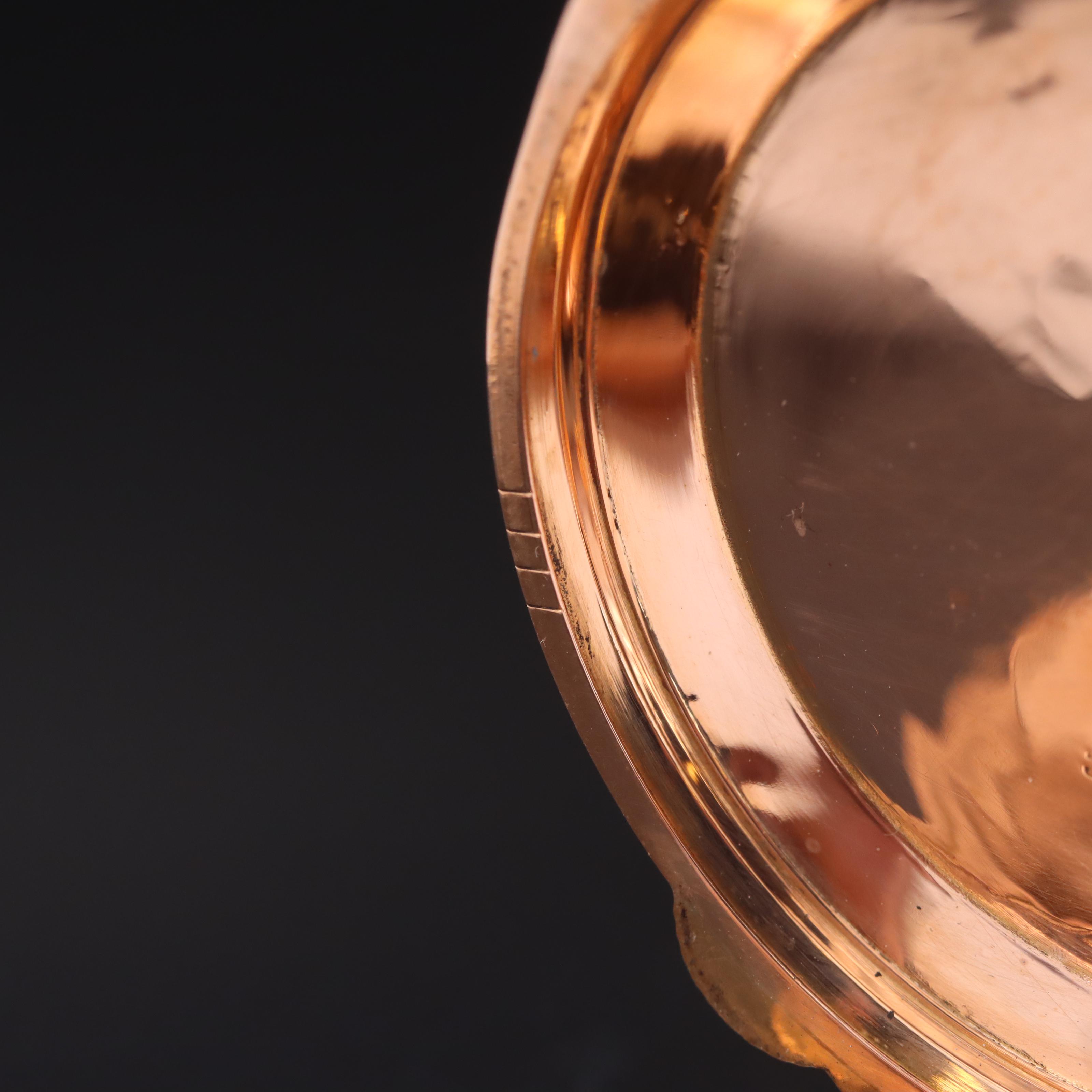 14K Rose Gold True Box Hinge Pocket Watch with Gold-Filled Watch Pin