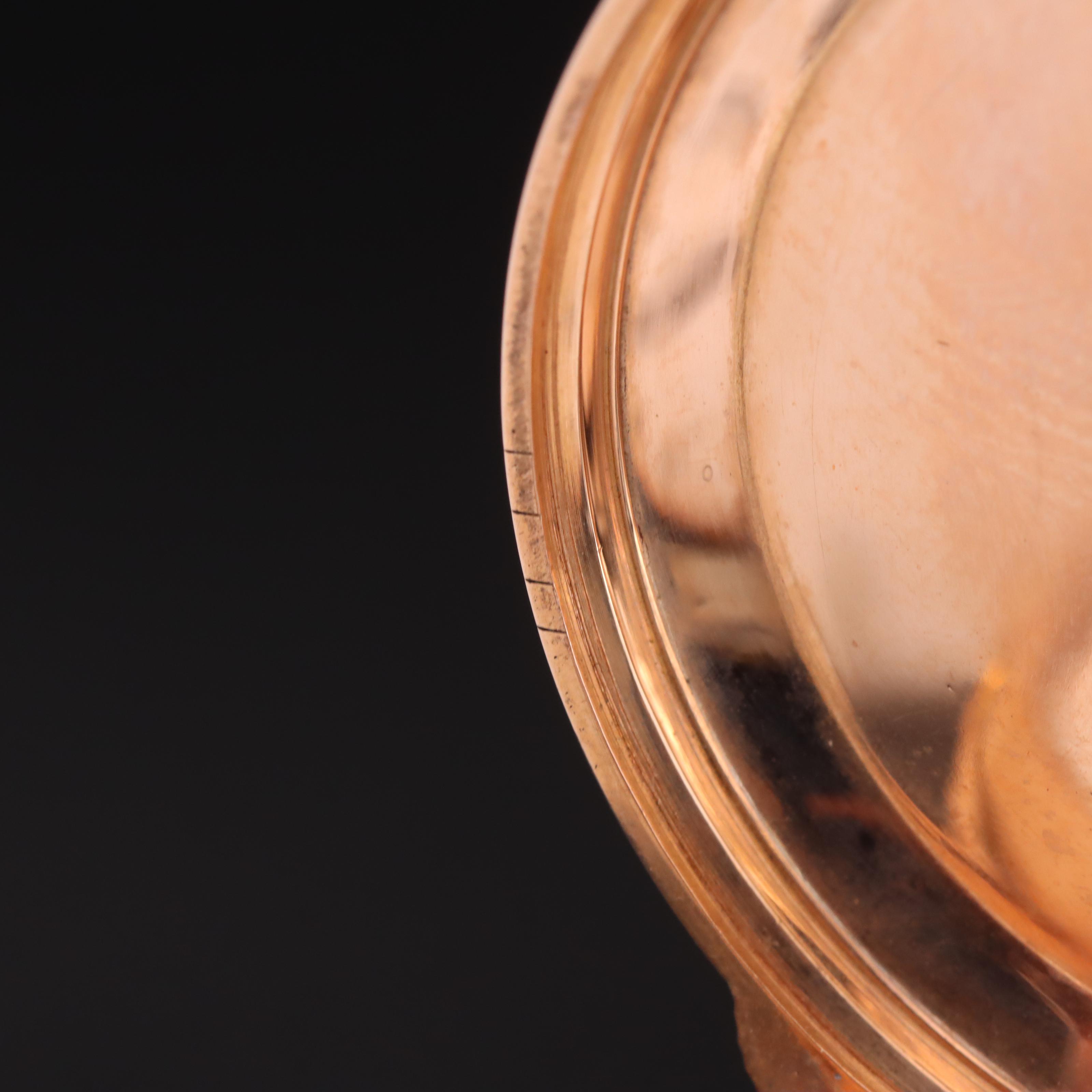 14K Rose Gold True Box Hinge Pocket Watch with Gold-Filled Watch Pin