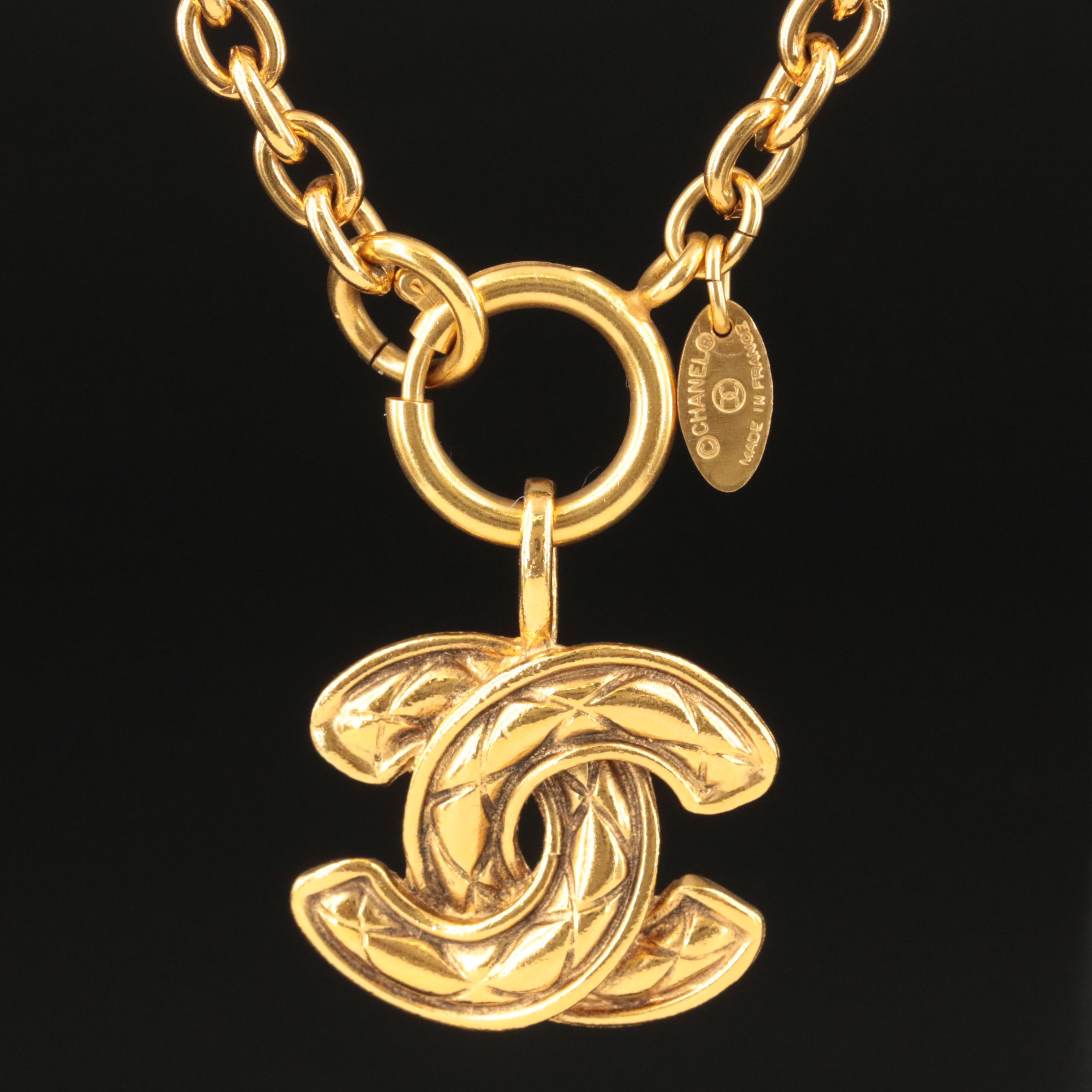 Chanel Quilted "CC" Logo Necklace