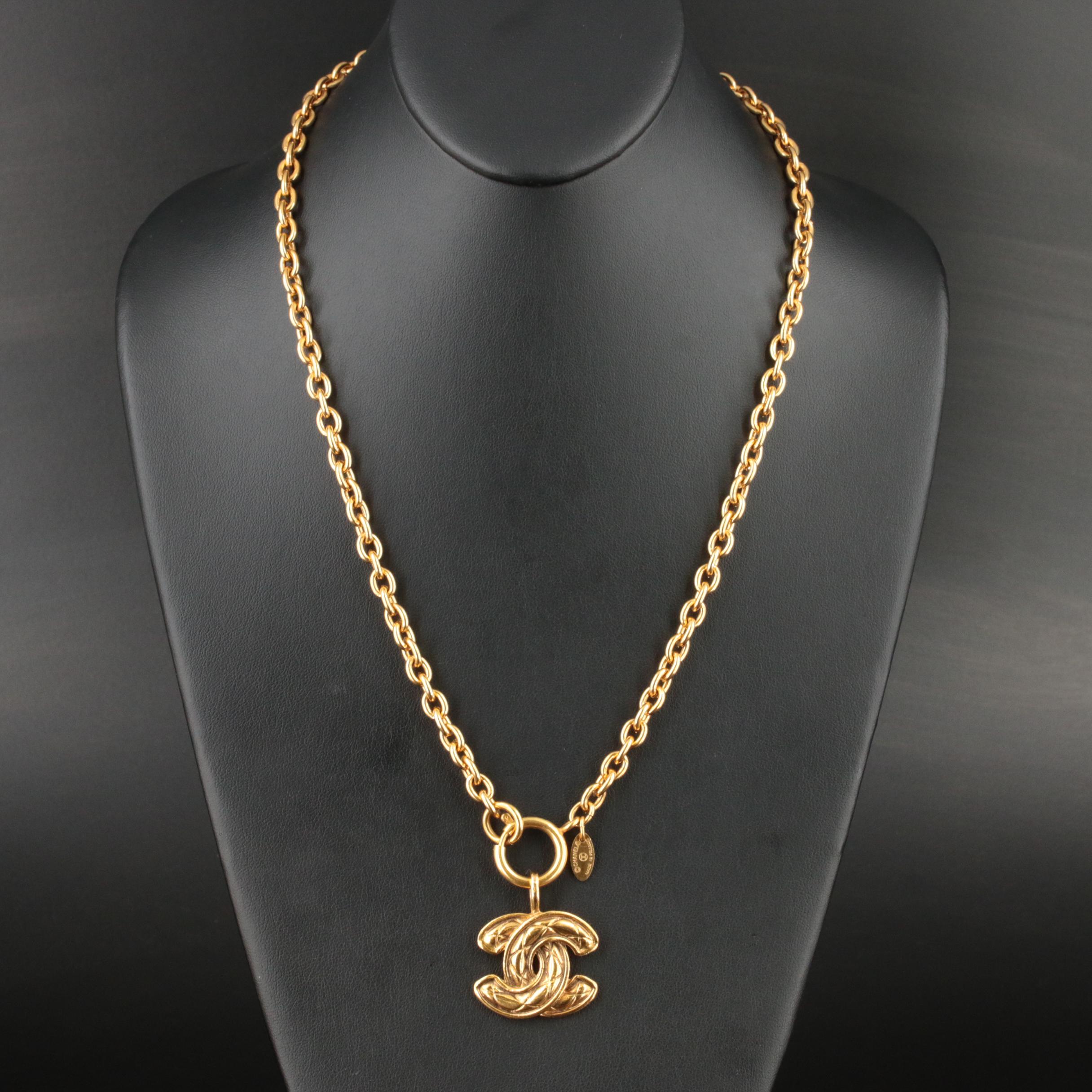 Chanel Quilted "CC" Logo Necklace