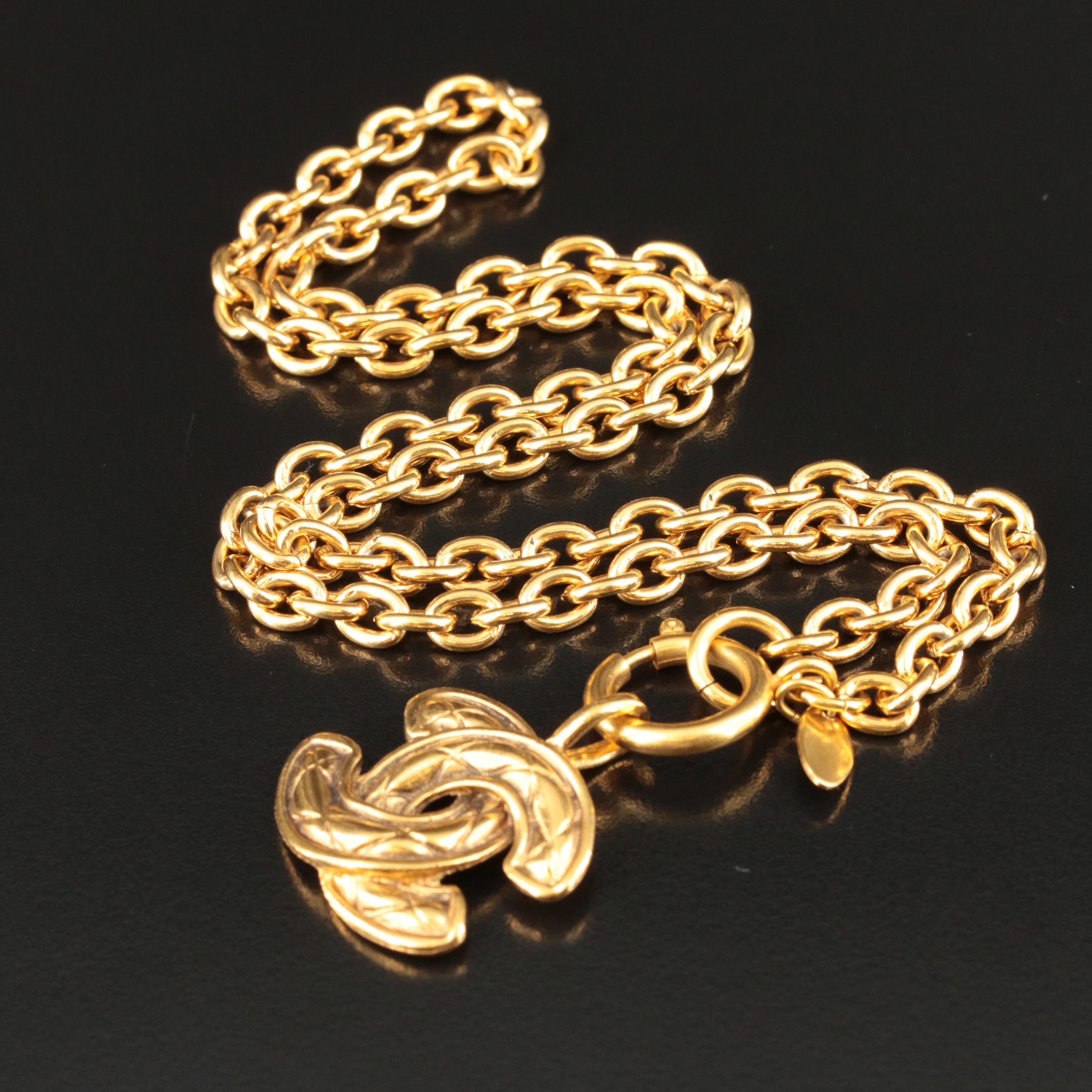 Chanel Quilted "CC" Logo Necklace