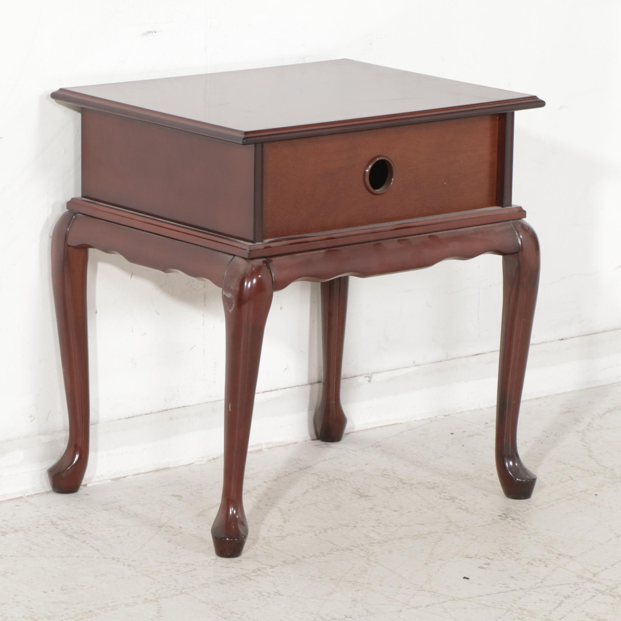 The Bombay Co. Queen Anne Style Cherry-Stained Side Table with Wall Mirror