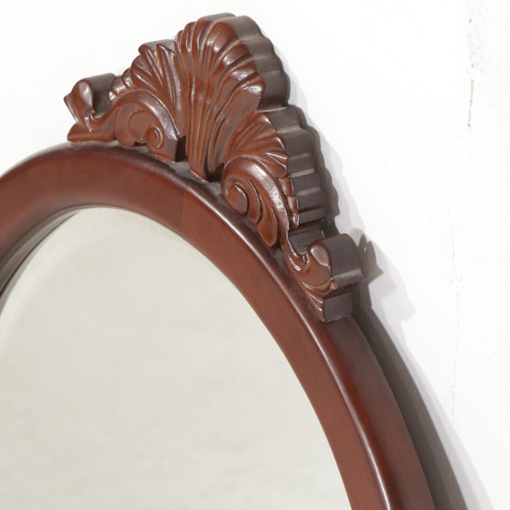 The Bombay Co. Queen Anne Style Cherry-Stained Side Table with Wall Mirror