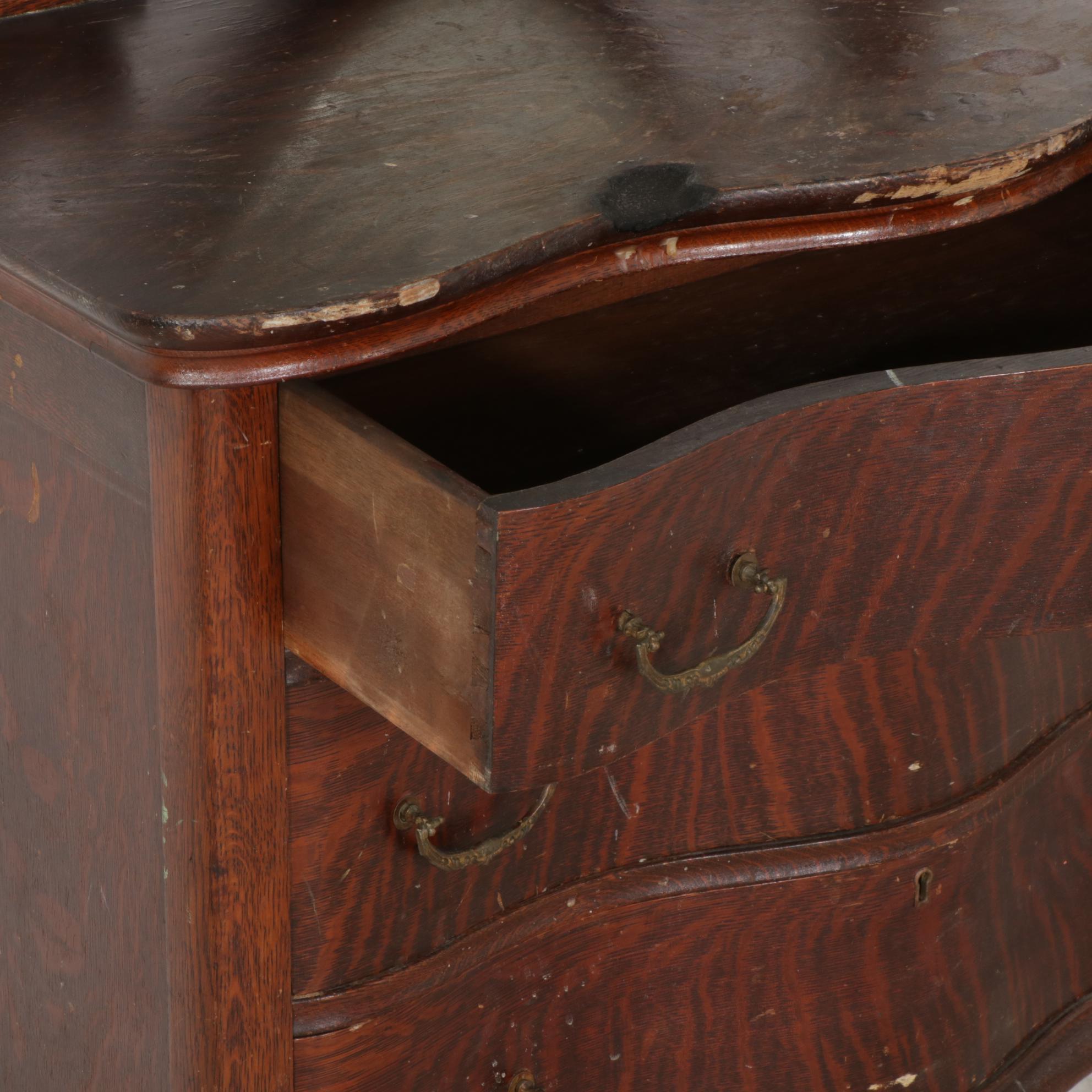 Innis, Pearce & Co. Late Victorian Oak Serpentine Dresser, Early 20th Century