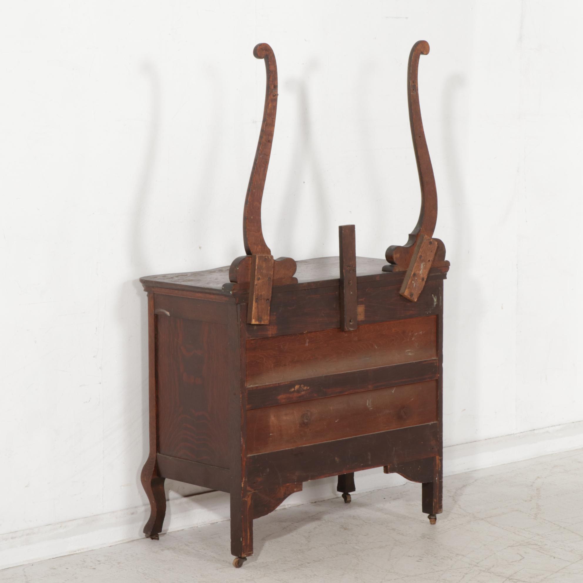 Innis, Pearce & Co. Late Victorian Oak Serpentine Dresser, Early 20th Century