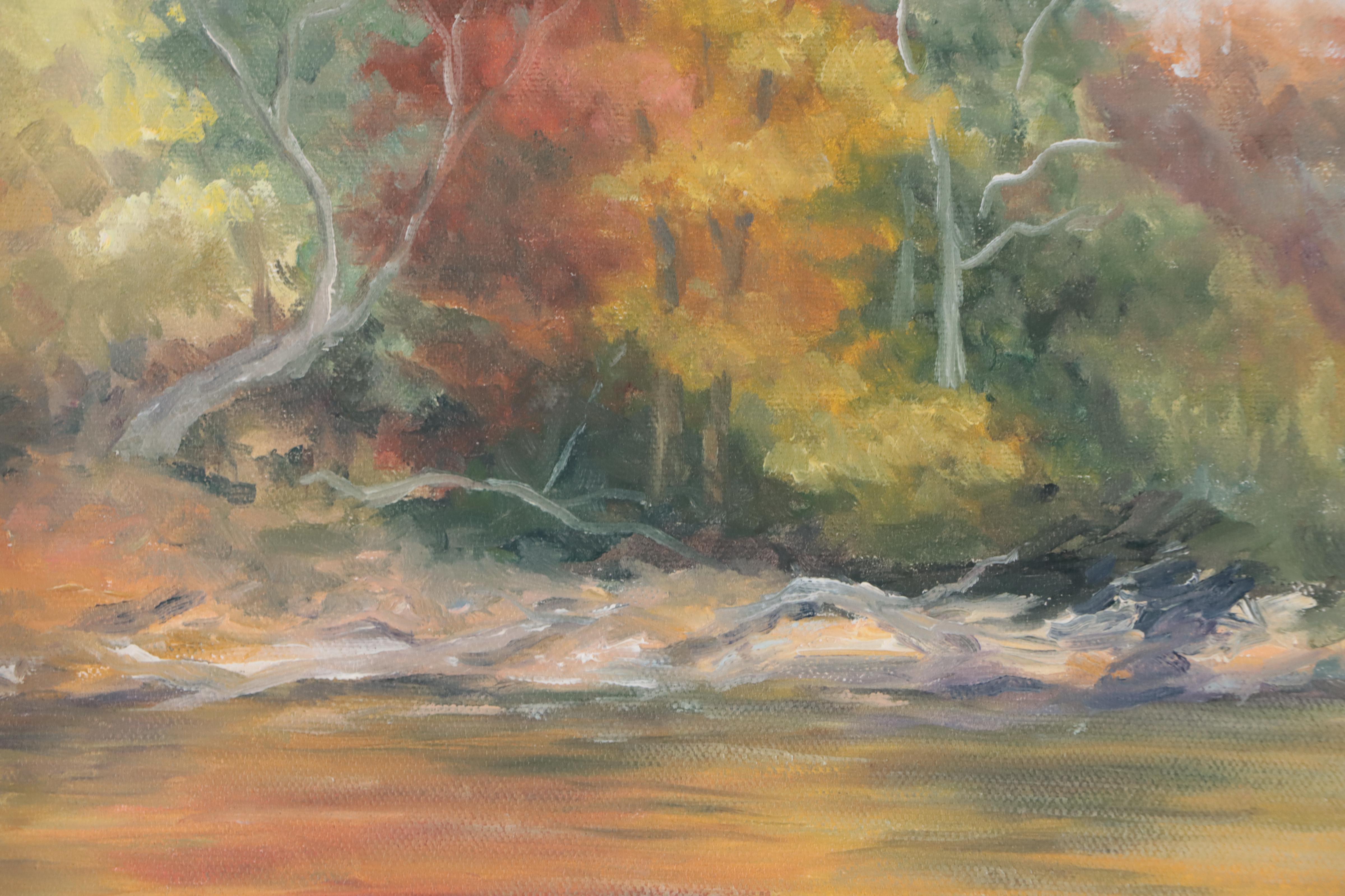 Kathrine L. Meade Oil Painting "Golden Sunrise on the White River II," 2007