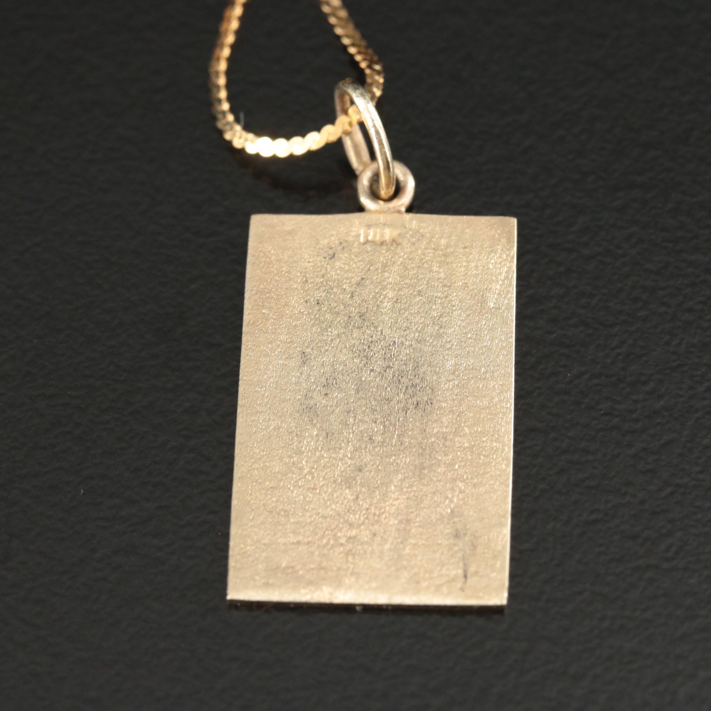 14K Rolls Royce Logo Tag Pendant Necklace