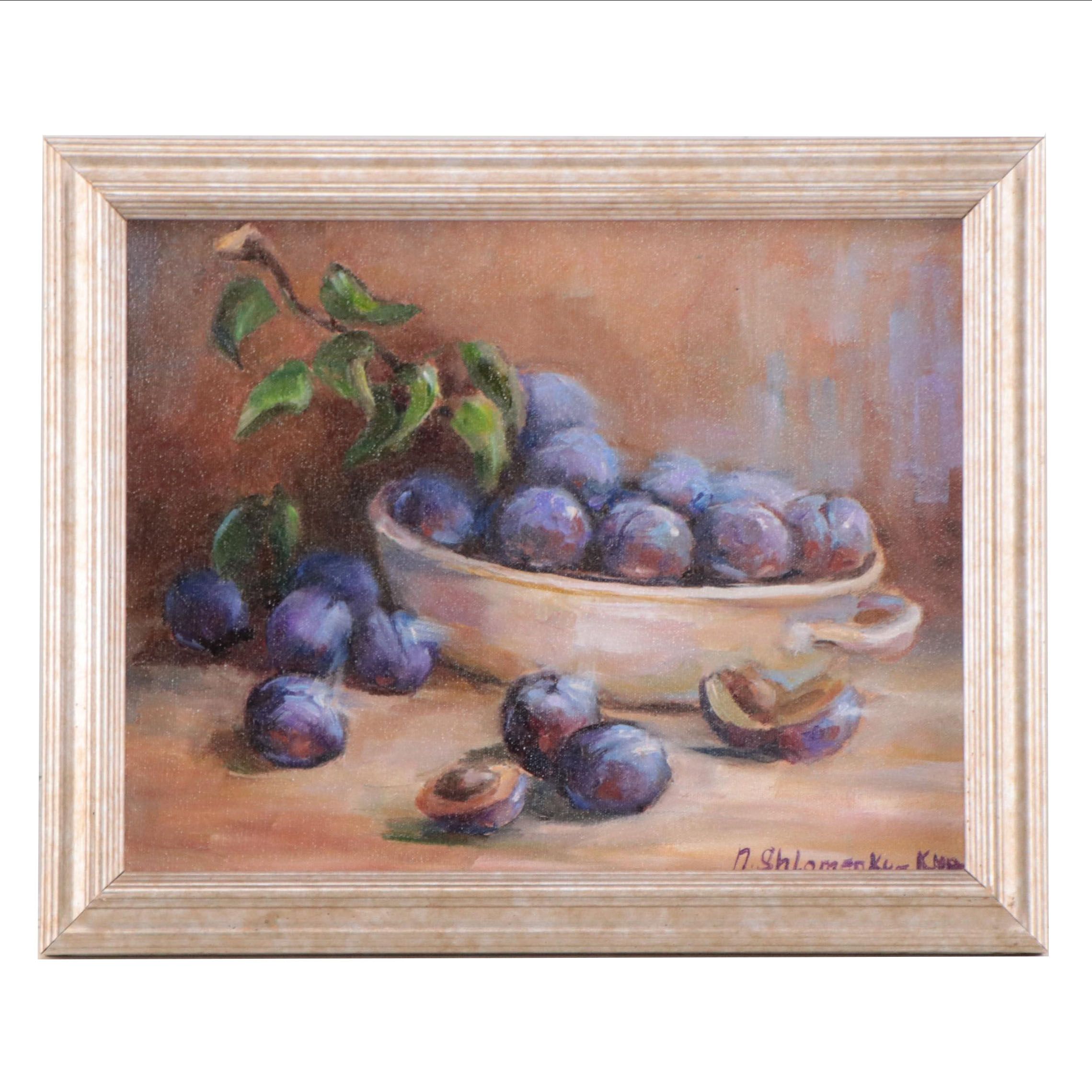 Nataliya Shlomenko Still Life Oil Painting "Plums"
