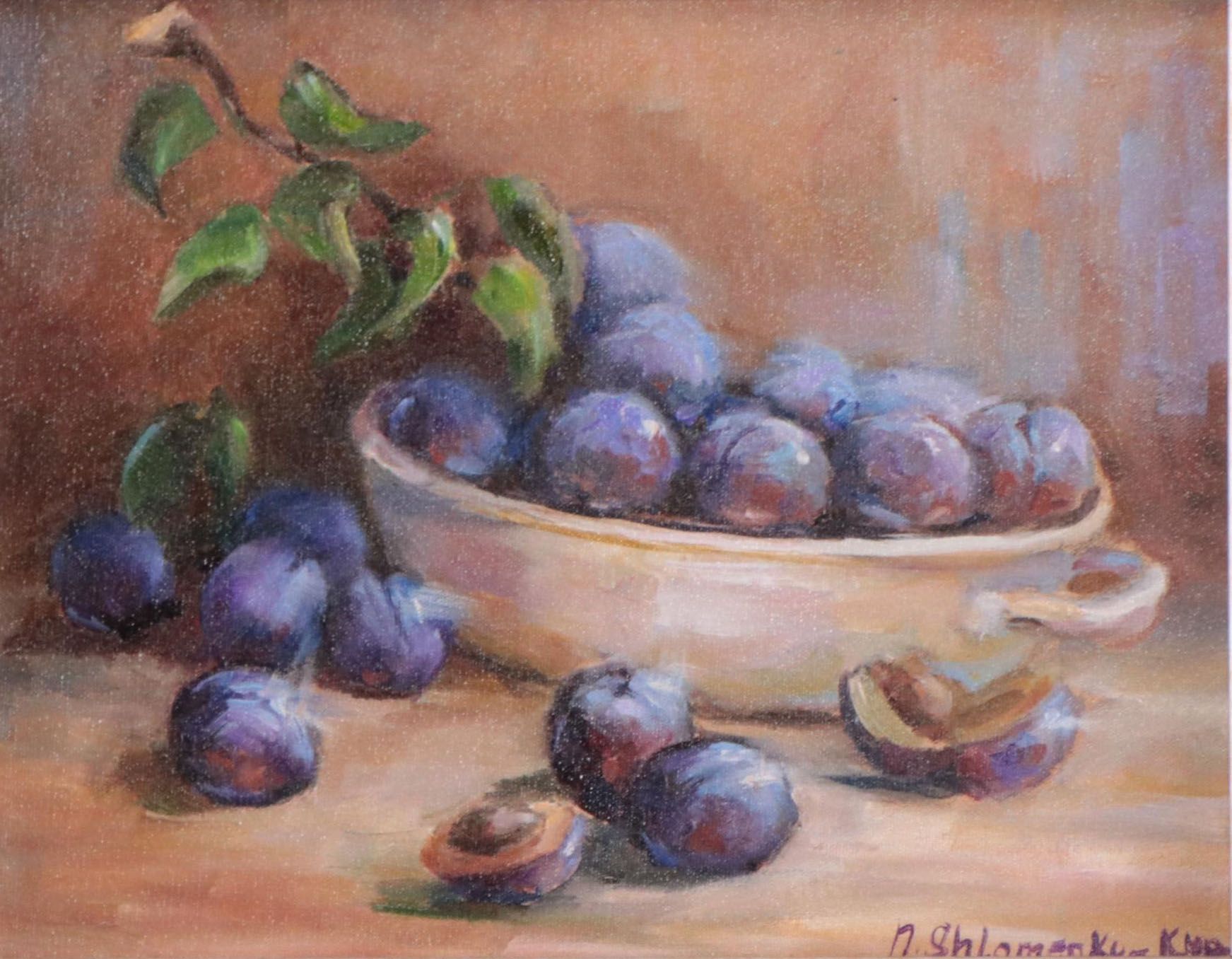 Nataliya Shlomenko Still Life Oil Painting "Plums"