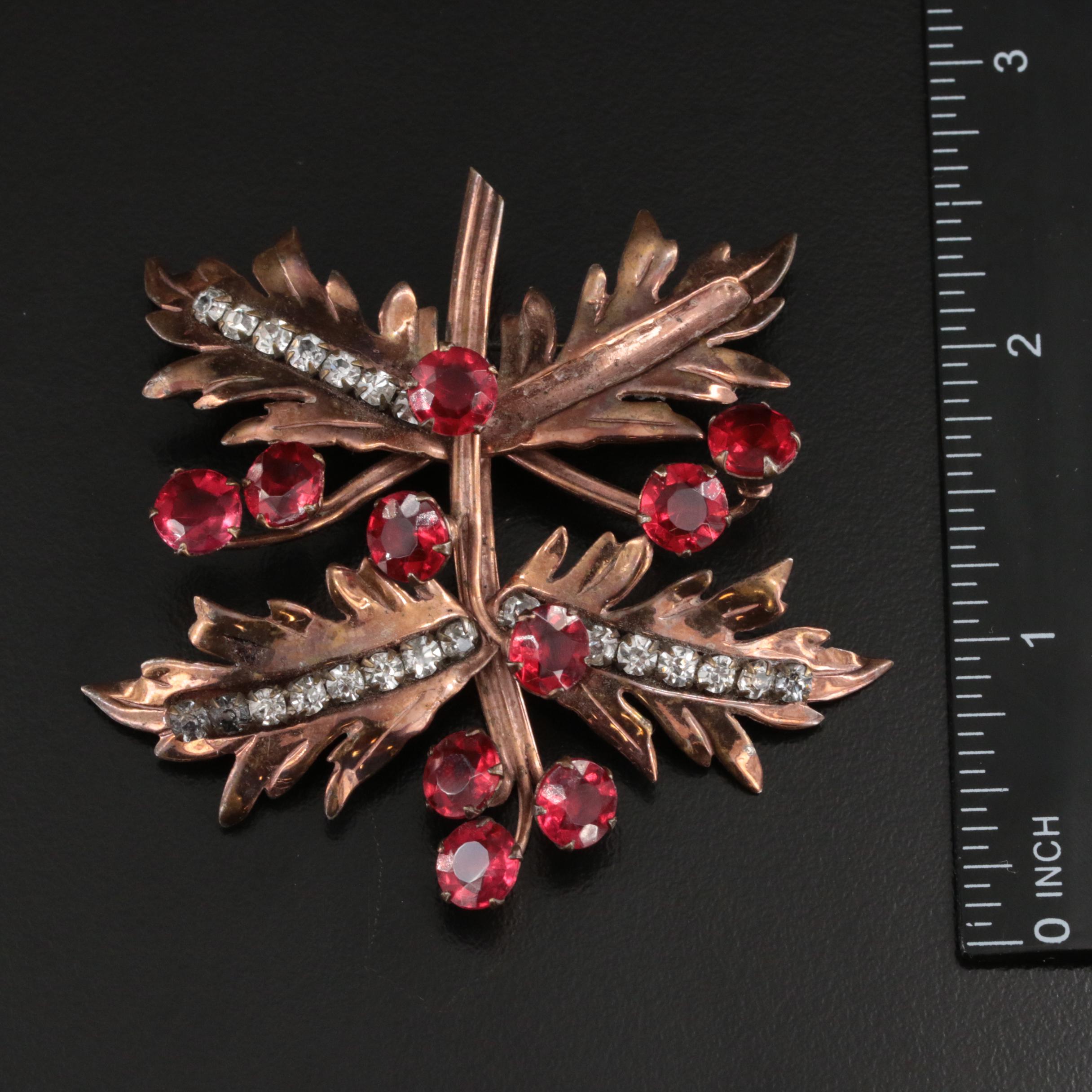 Floral Themed Brooches and Stick Pin Including Sterling