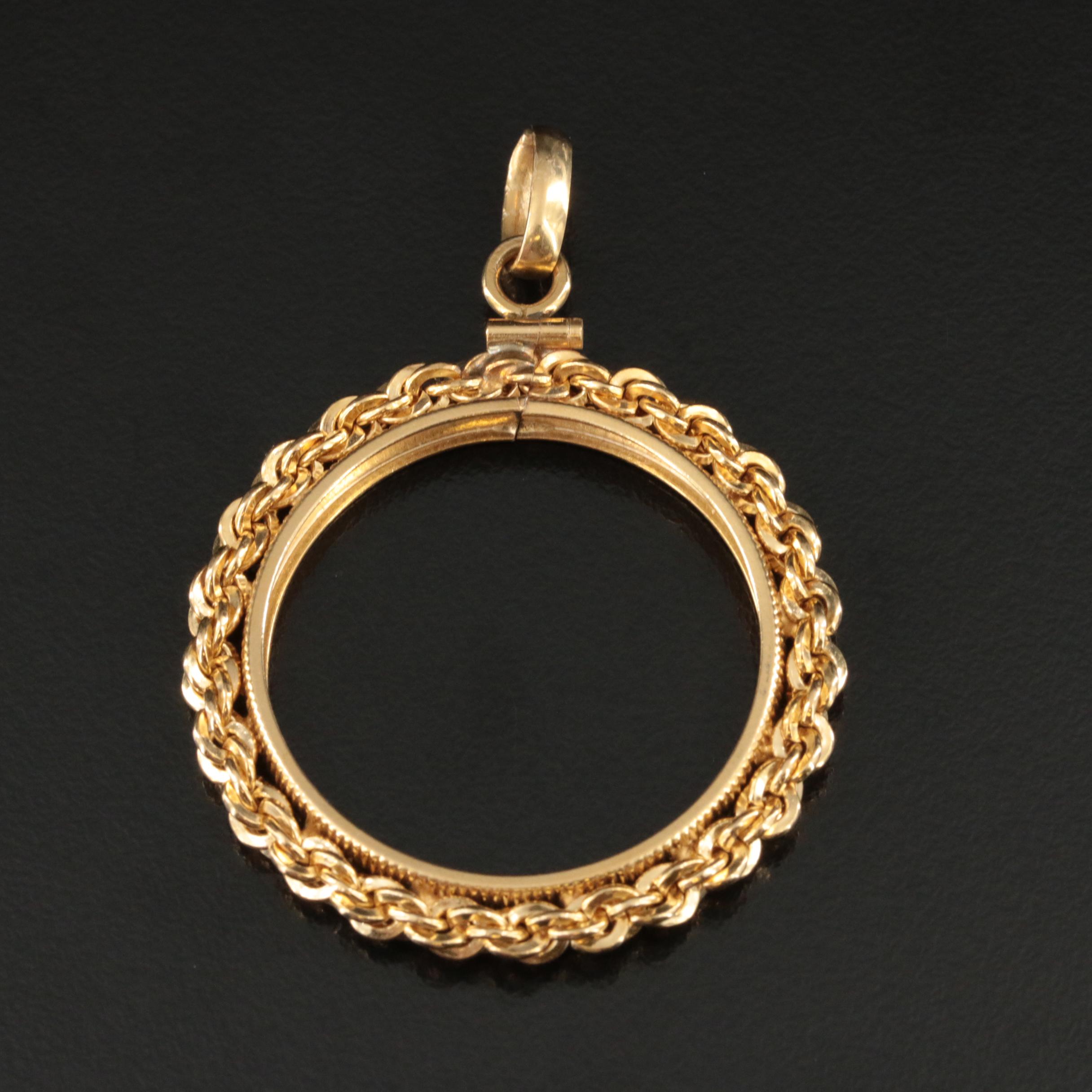Gold-Filled Rope Border Coin Bezel Pendant