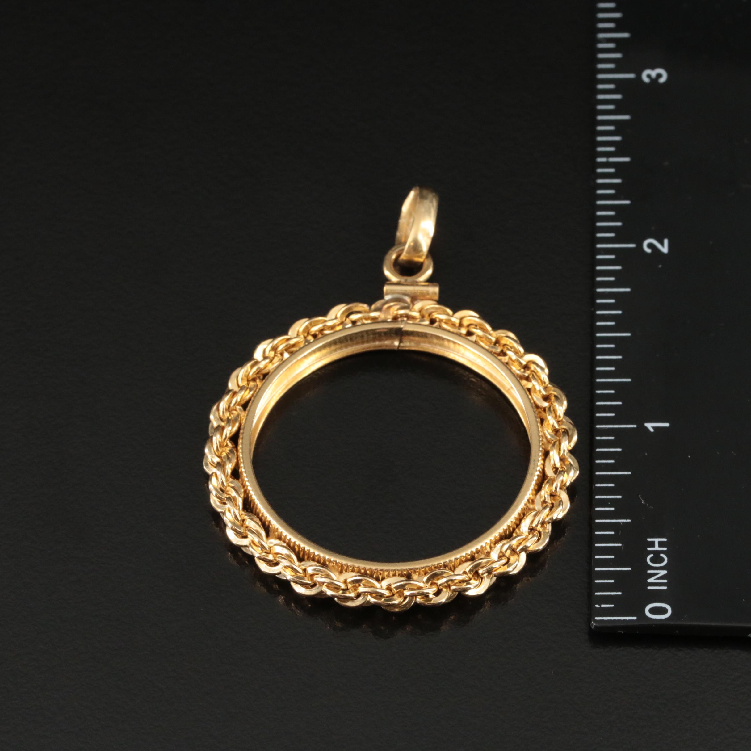Gold-Filled Rope Border Coin Bezel Pendant