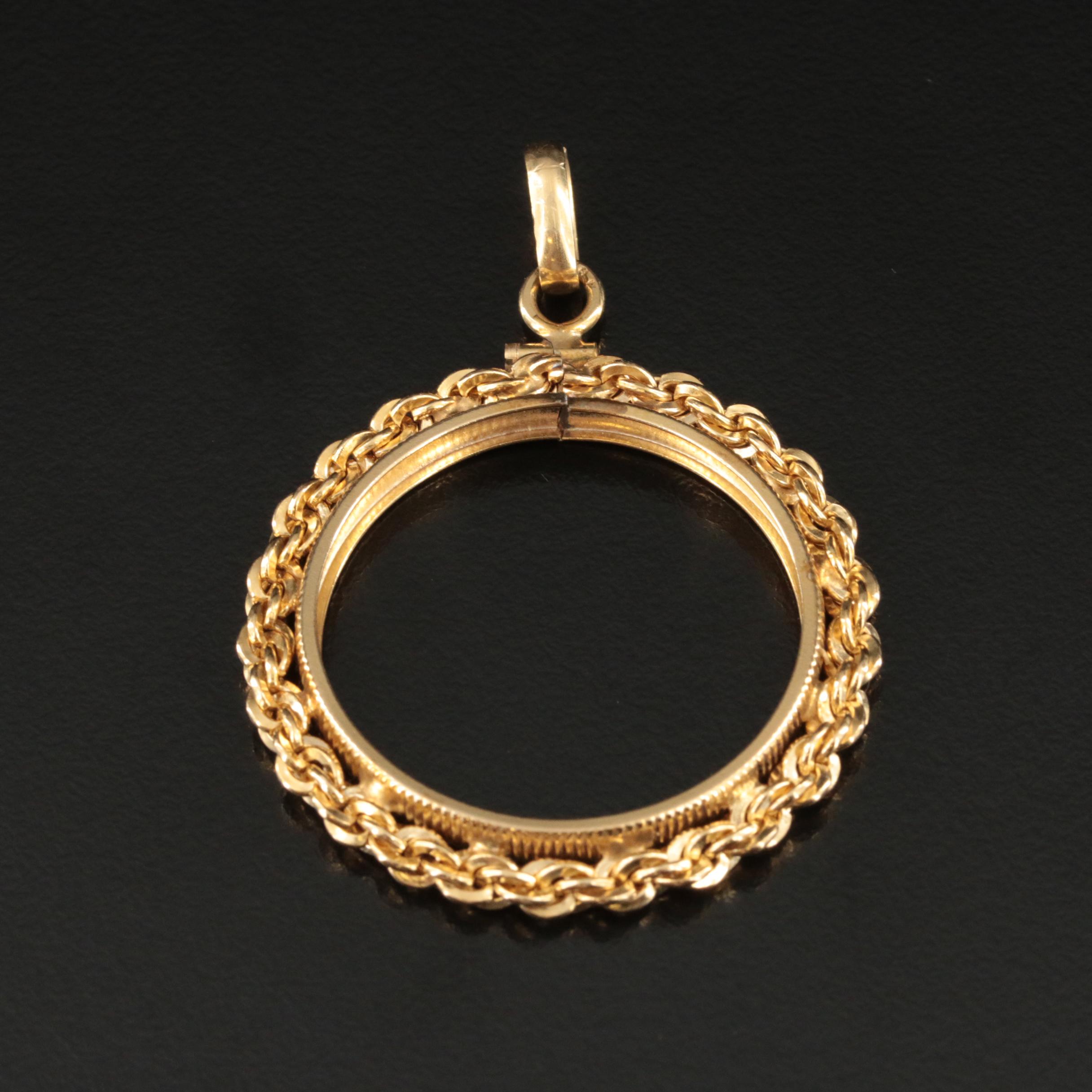 Gold-Filled Rope Border Coin Bezel Pendant