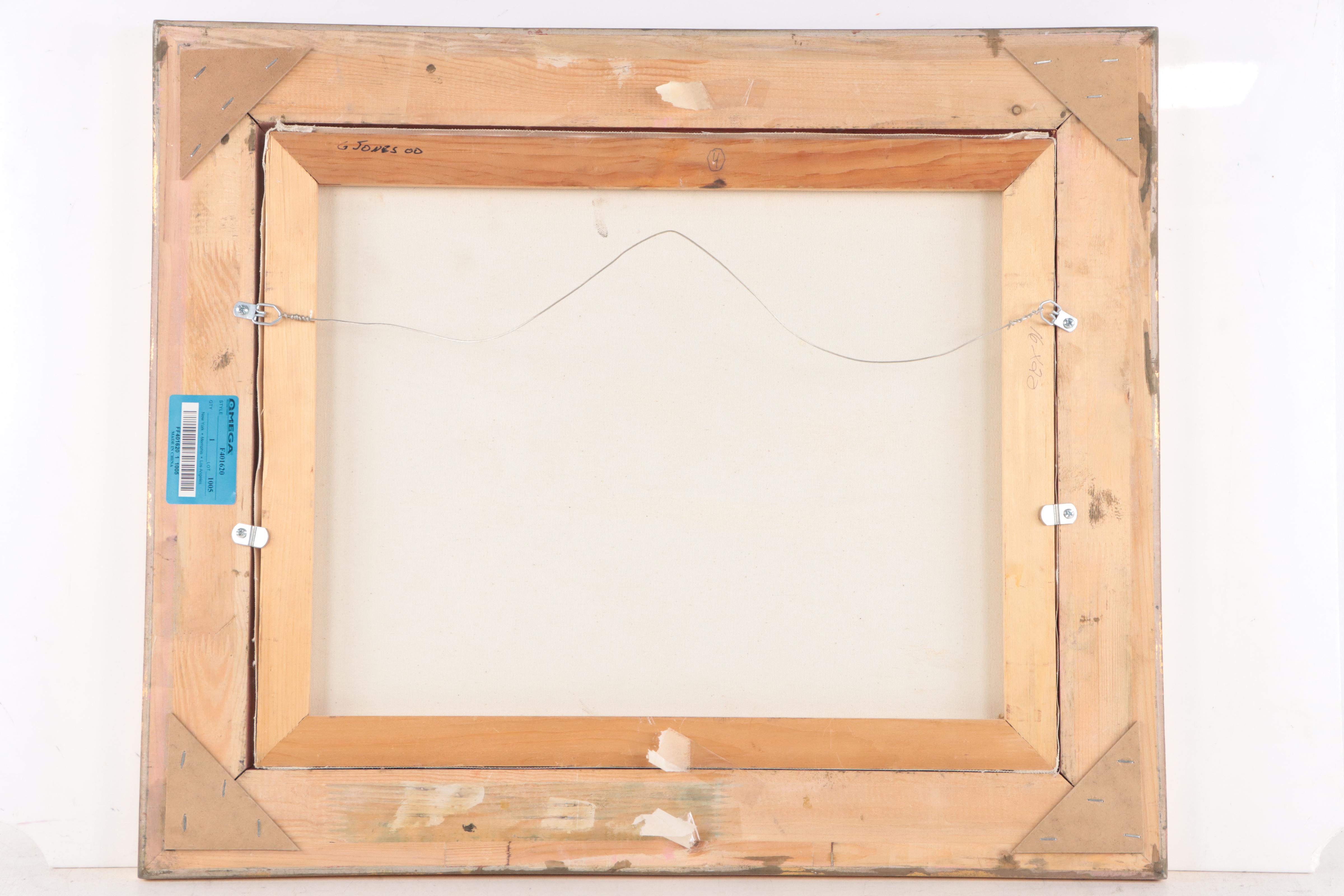 G. Jones Oil Painting of Cat and Fruit, 2000