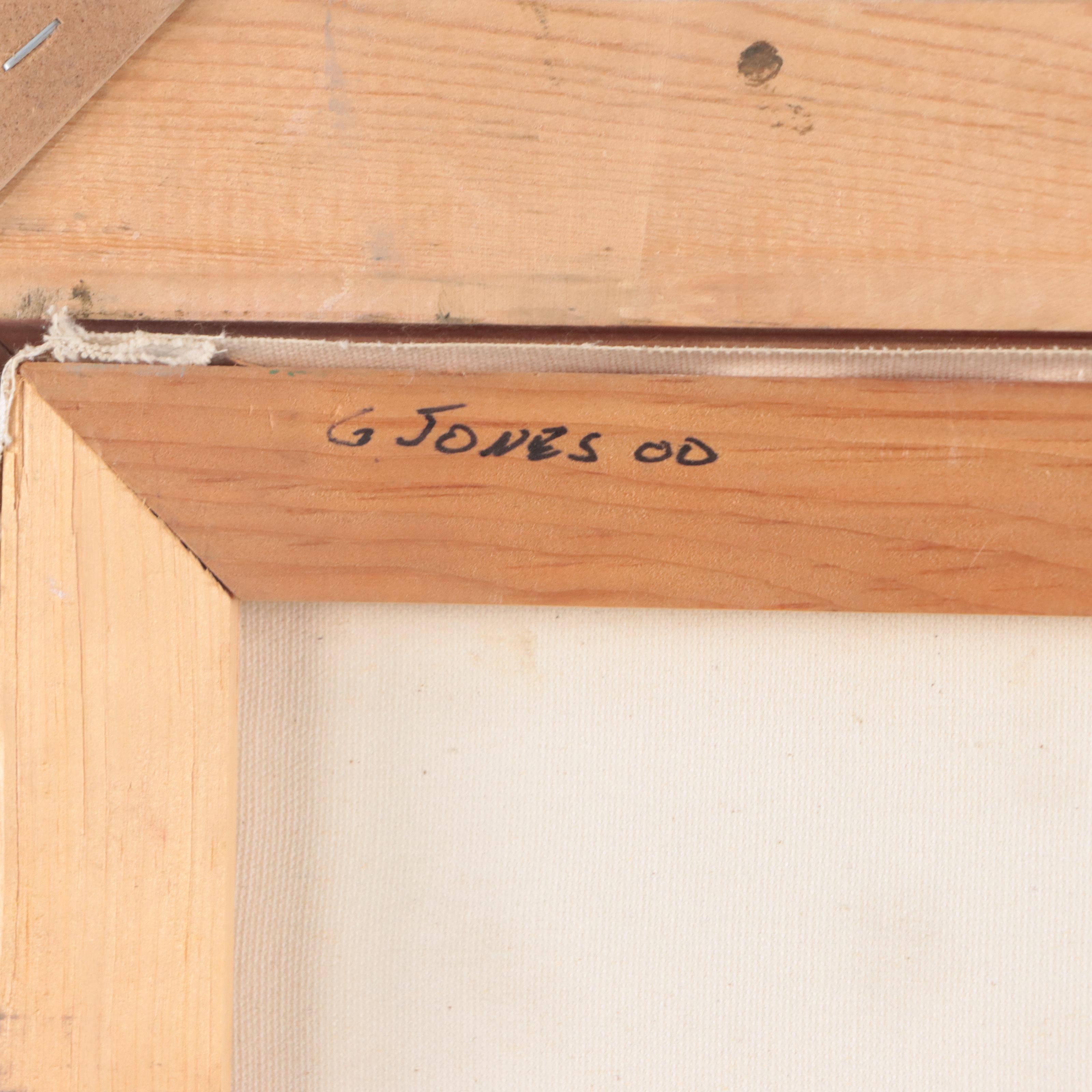 G. Jones Oil Painting of Cat and Fruit, 2000