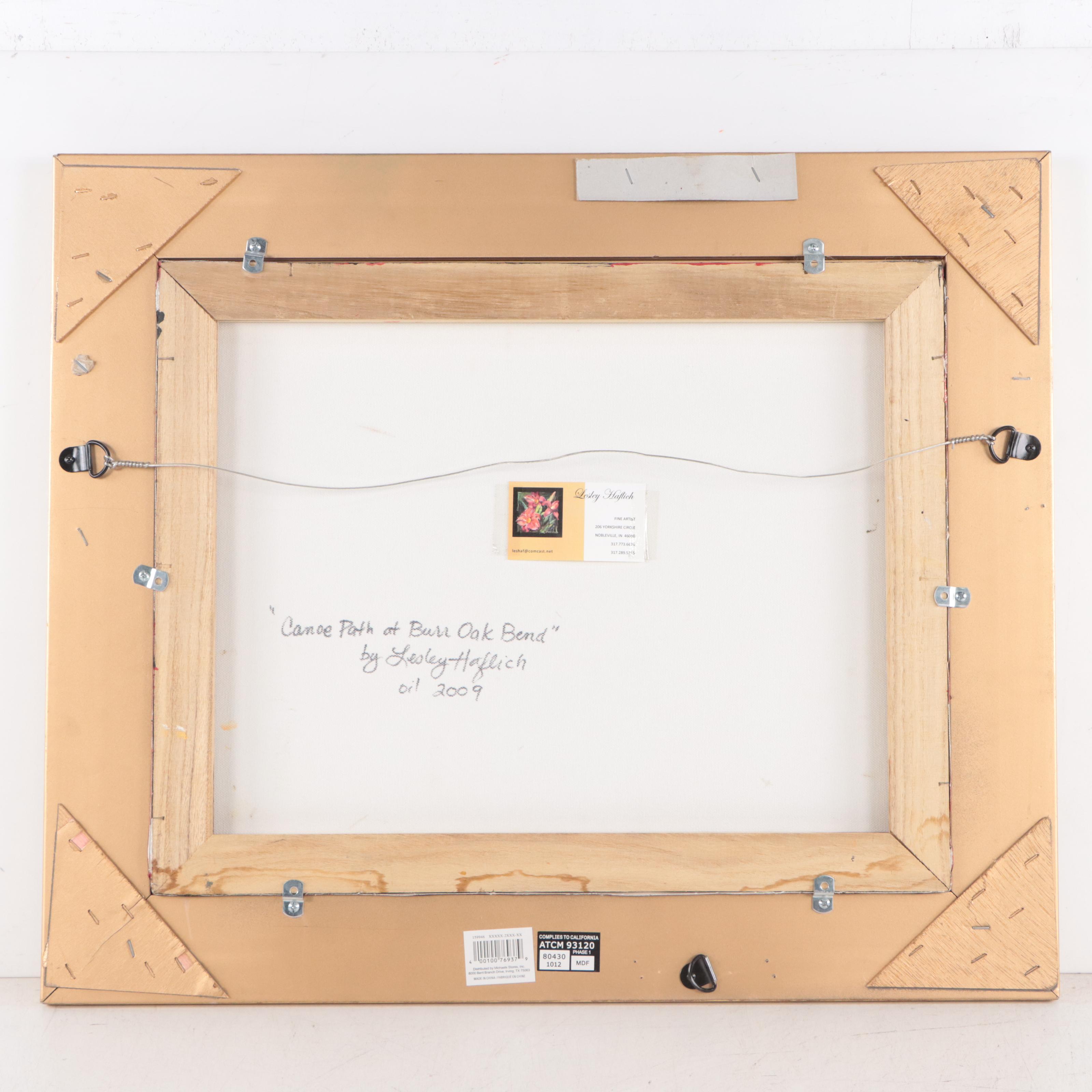 Lesley Haflich Oil Painting "Canoe Path At Burr Oak Bend," 2009