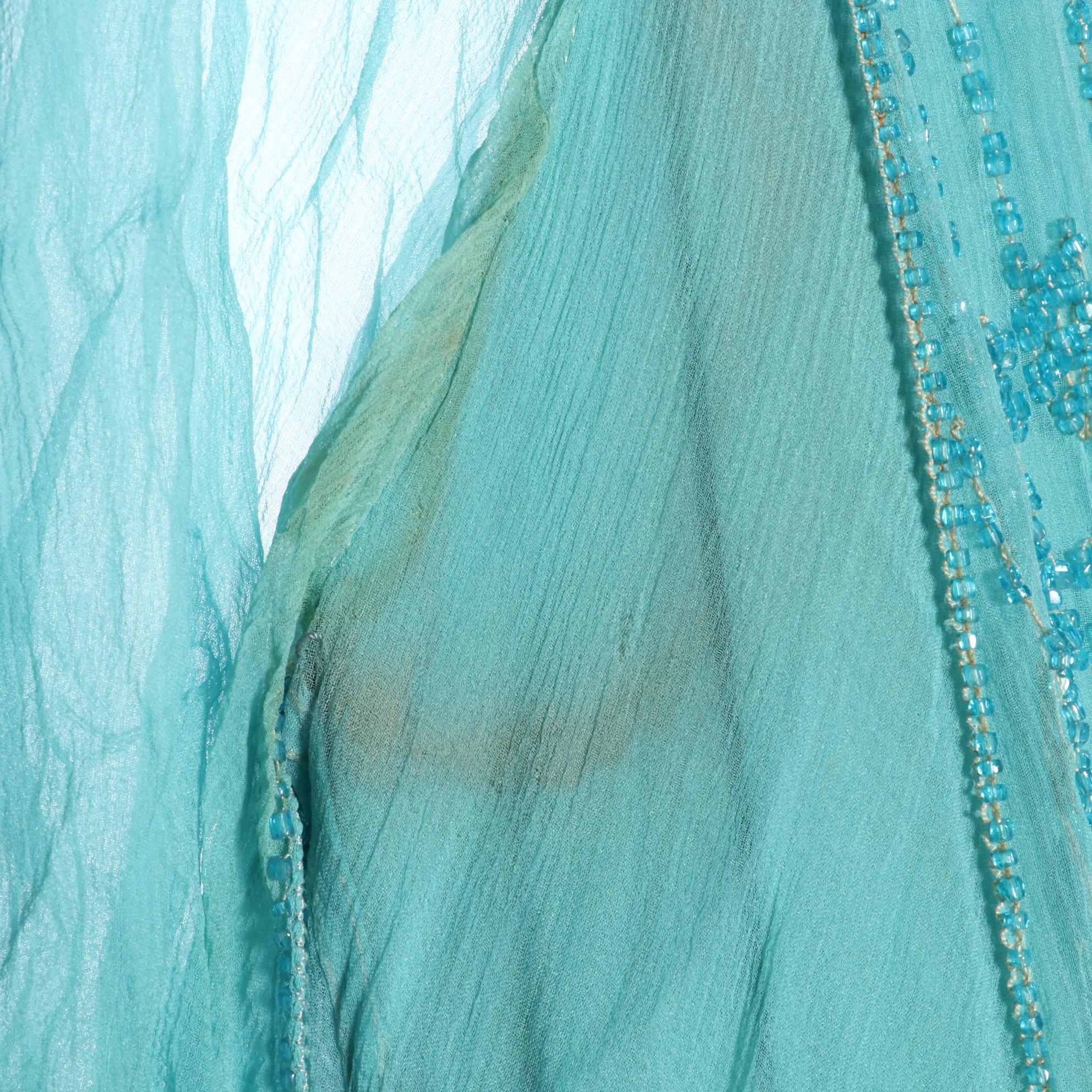 Dropped Waist Flapper Style Dress in Glass Bead Draped Silk Chiffon, circa 1920