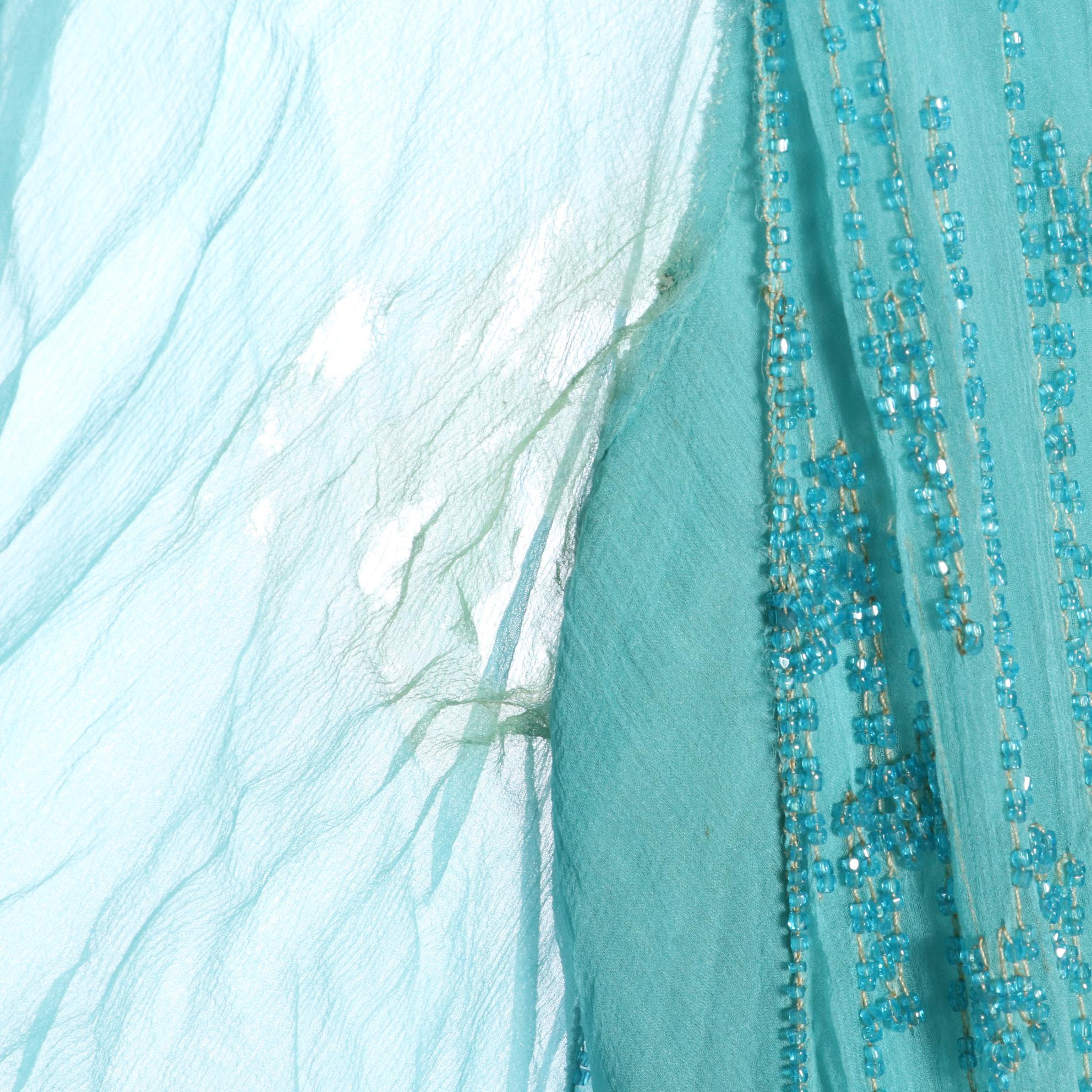Dropped Waist Flapper Style Dress in Glass Bead Draped Silk Chiffon, circa 1920