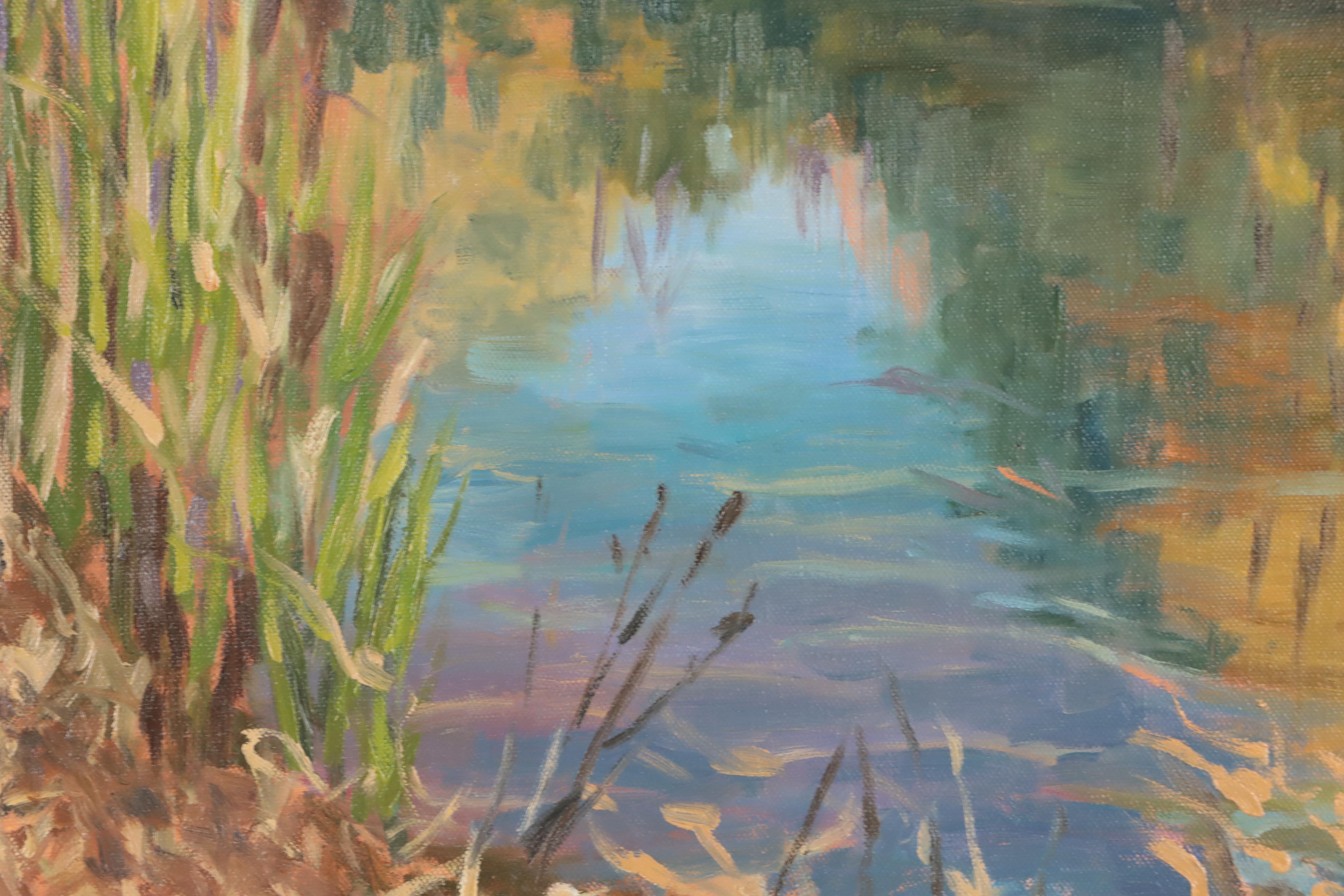Lesley Haflich Oil Painting of River Landscape